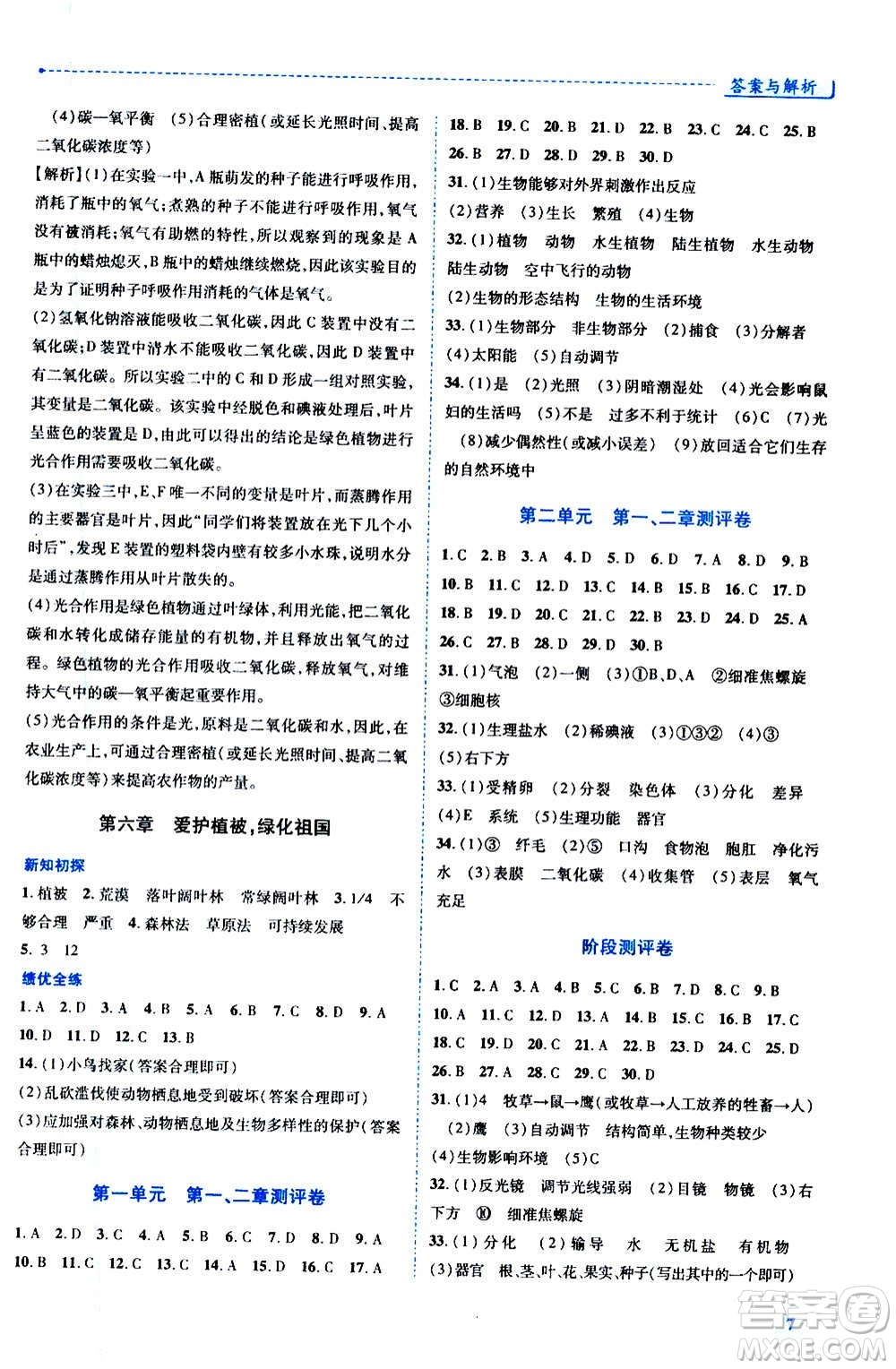 陜西師范大學(xué)出版總社2020年績優(yōu)學(xué)案生物學(xué)八年級上冊人教版答案
