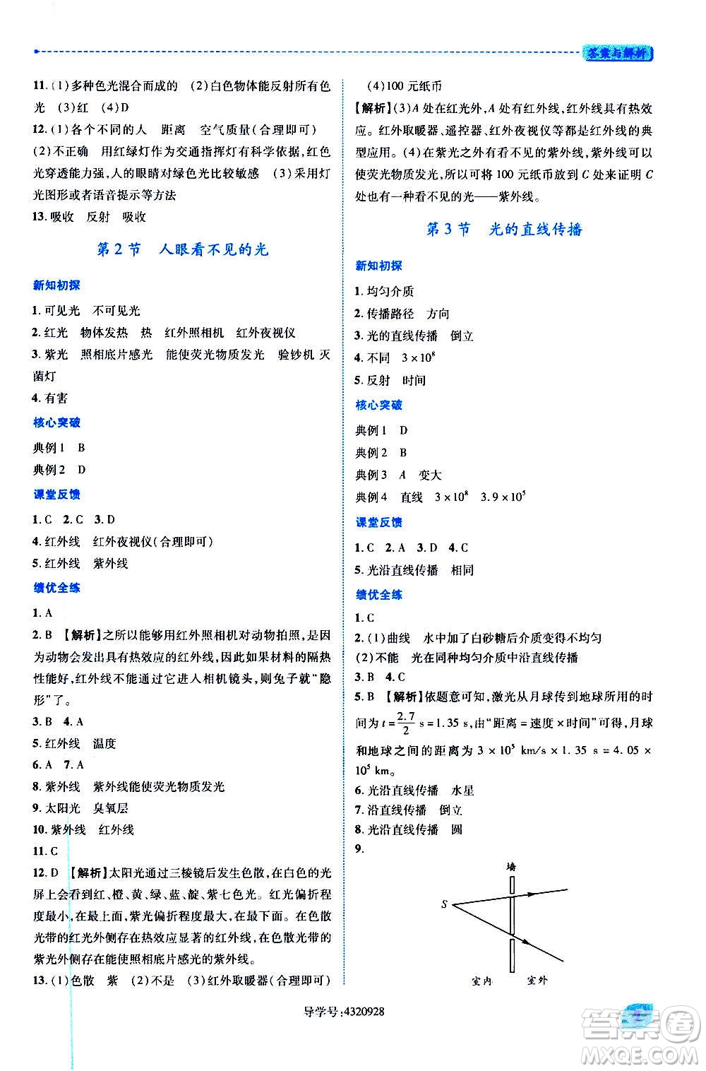 陜西師范大學(xué)出版總社2020年績優(yōu)學(xué)案物理八年級上冊蘇科版答案