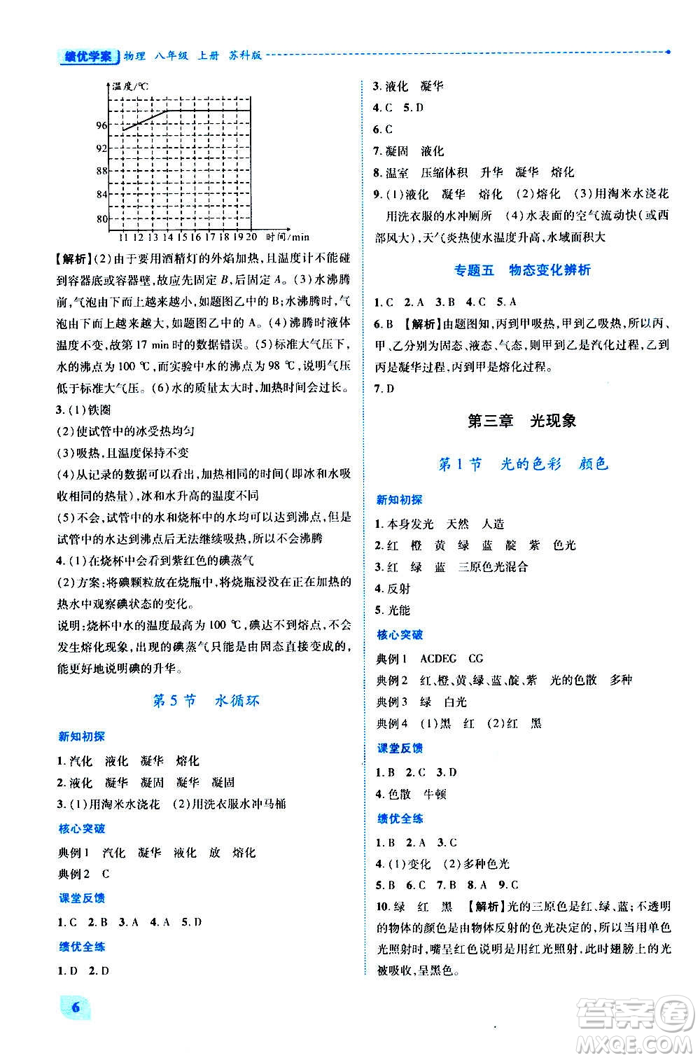 陜西師范大學(xué)出版總社2020年績優(yōu)學(xué)案物理八年級上冊蘇科版答案