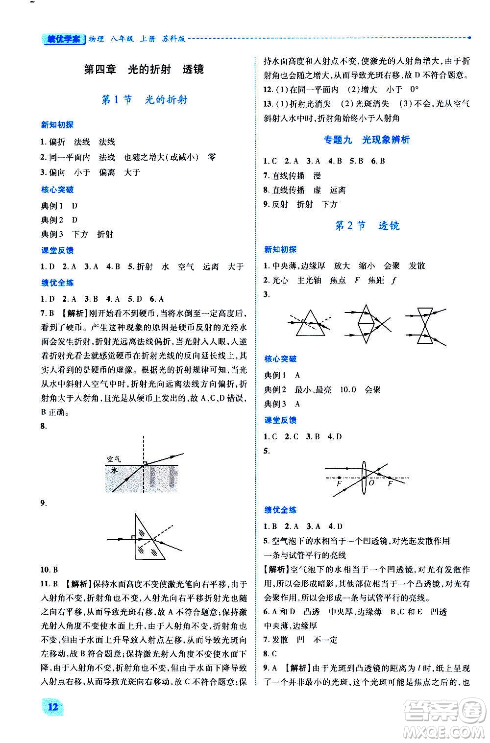 陜西師范大學(xué)出版總社2020年績優(yōu)學(xué)案物理八年級上冊蘇科版答案