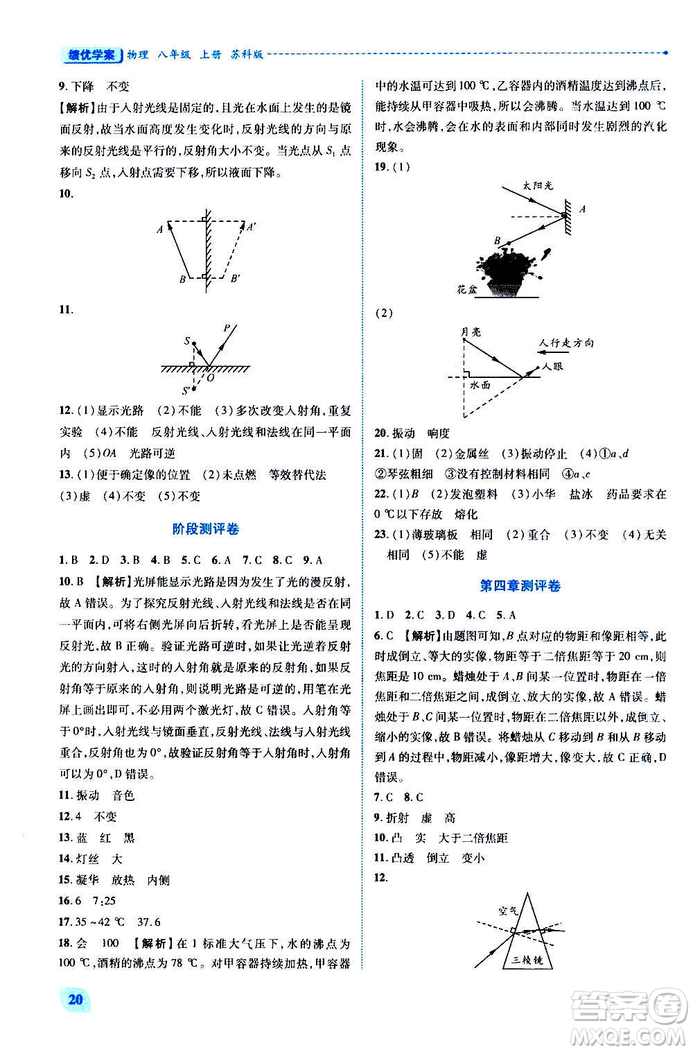 陜西師范大學(xué)出版總社2020年績優(yōu)學(xué)案物理八年級上冊蘇科版答案