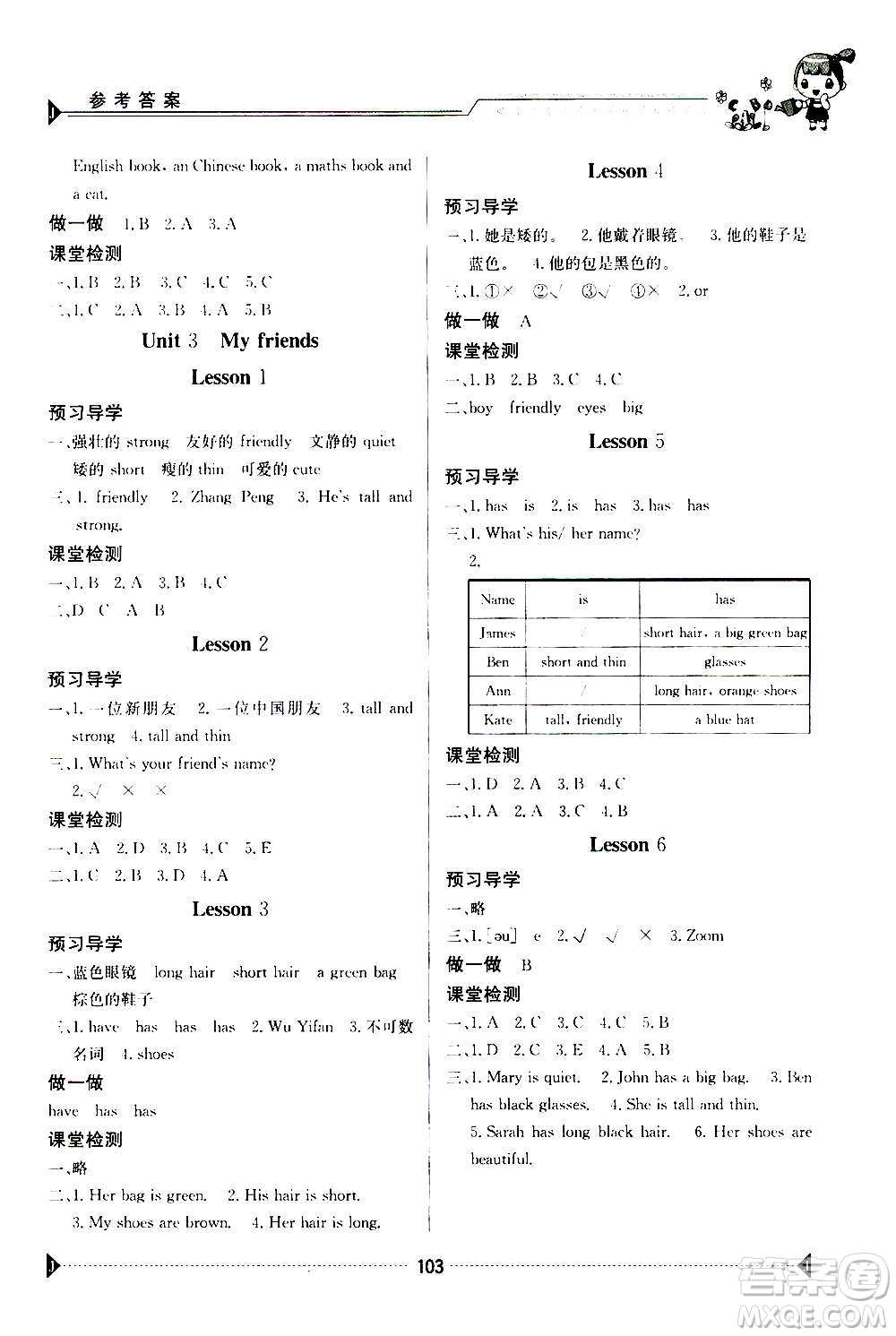 江西高校出版社2020年金太陽導(dǎo)學(xué)案英語四年級(jí)上冊(cè)人教版答案