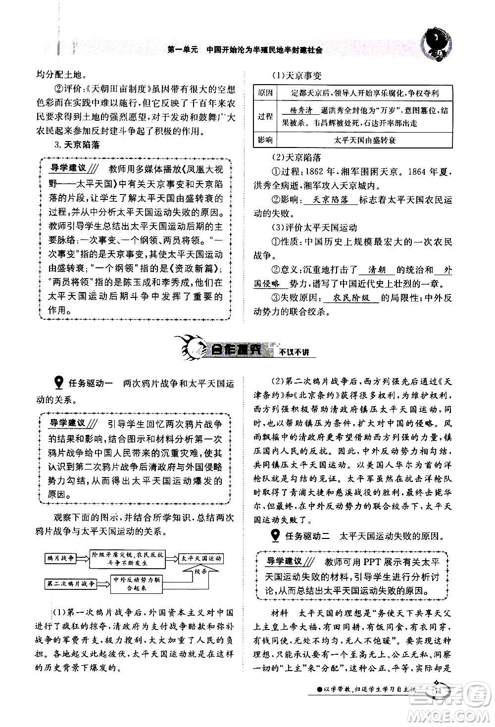 江西高校出版社2020年金太陽導(dǎo)學(xué)案歷史八年級(jí)上冊(cè)人教版答案
