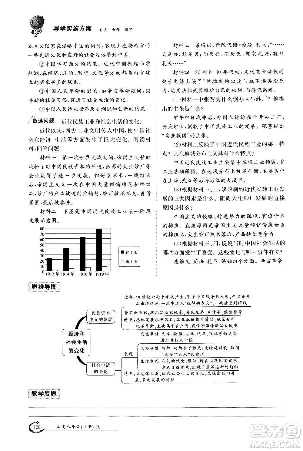 江西高校出版社2020年金太陽導(dǎo)學(xué)案歷史八年級(jí)上冊(cè)人教版答案
