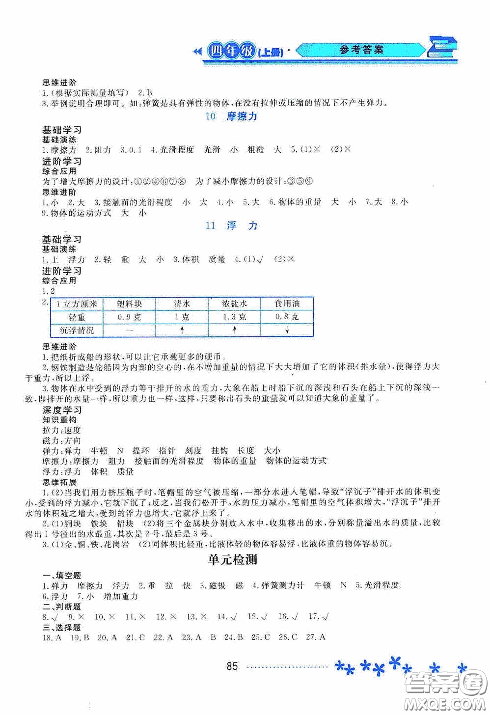 黑龍江教育出版社2020資源與評價四年級科學(xué)上冊蘇教版答案
