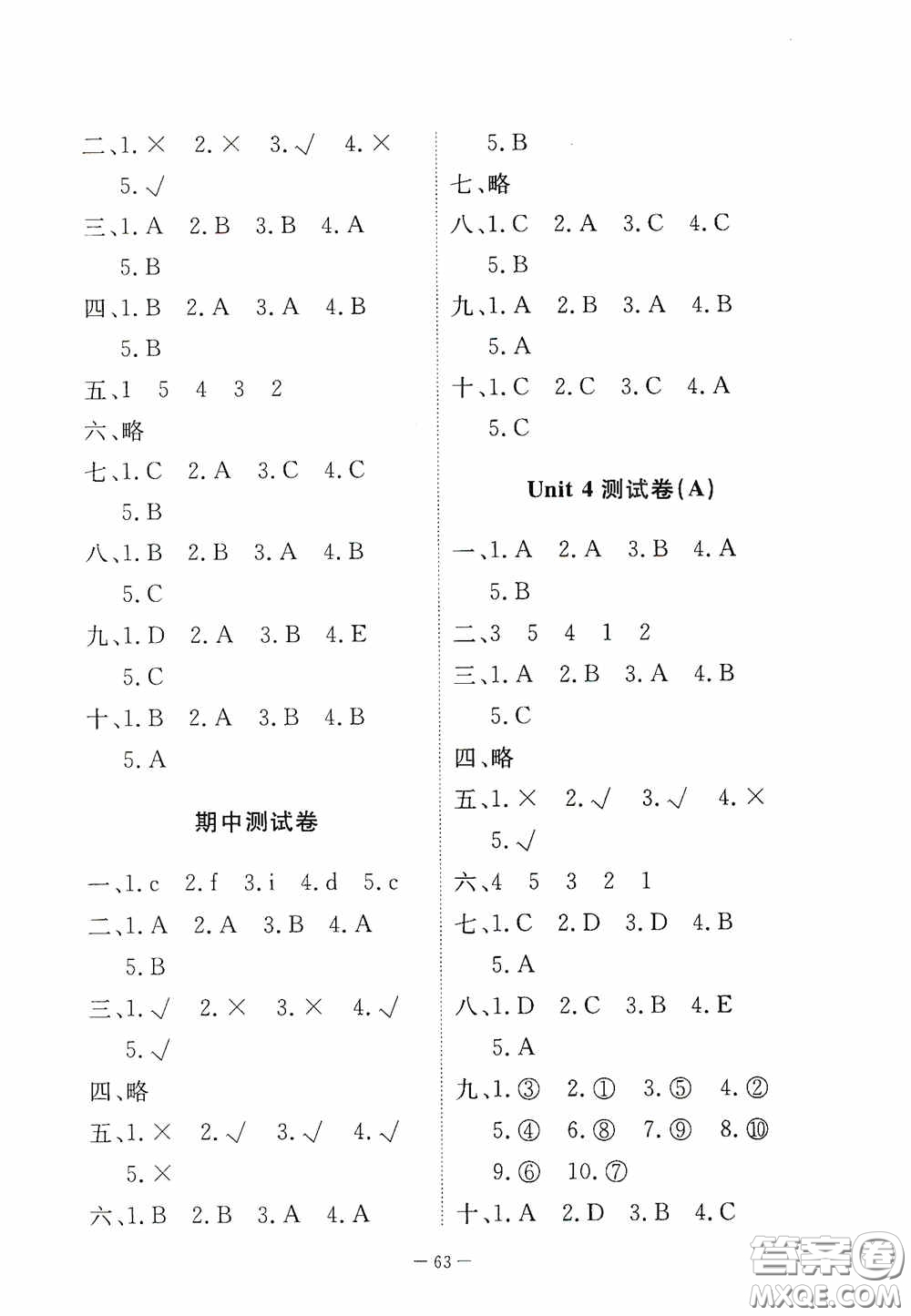 江西教育出版社2020能力形成同步測試卷三年級英語上冊人教版答案