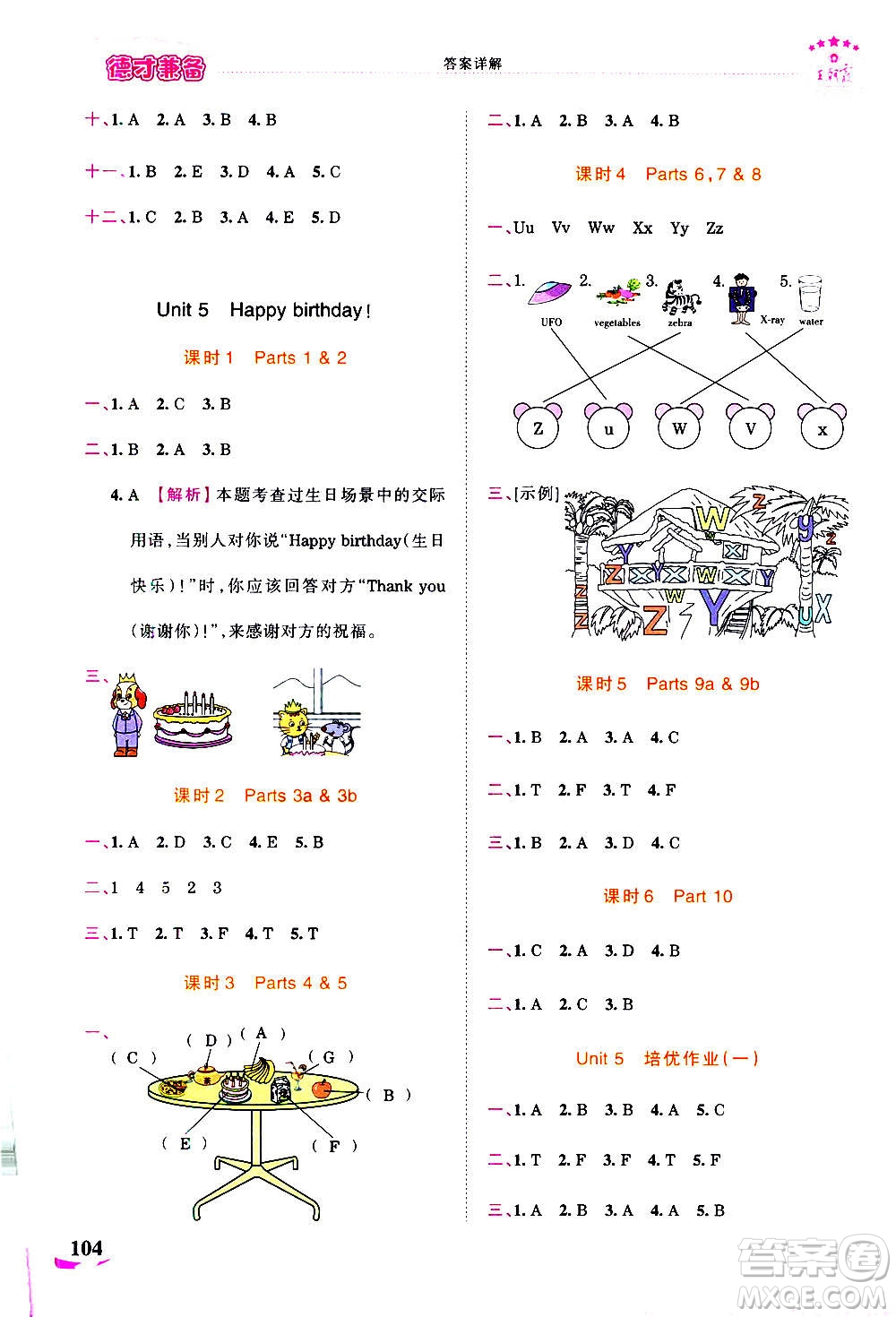 2020秋王朝霞德才兼?zhèn)渥鳂I(yè)創(chuàng)新設計英語三年級上冊劍橋版答案