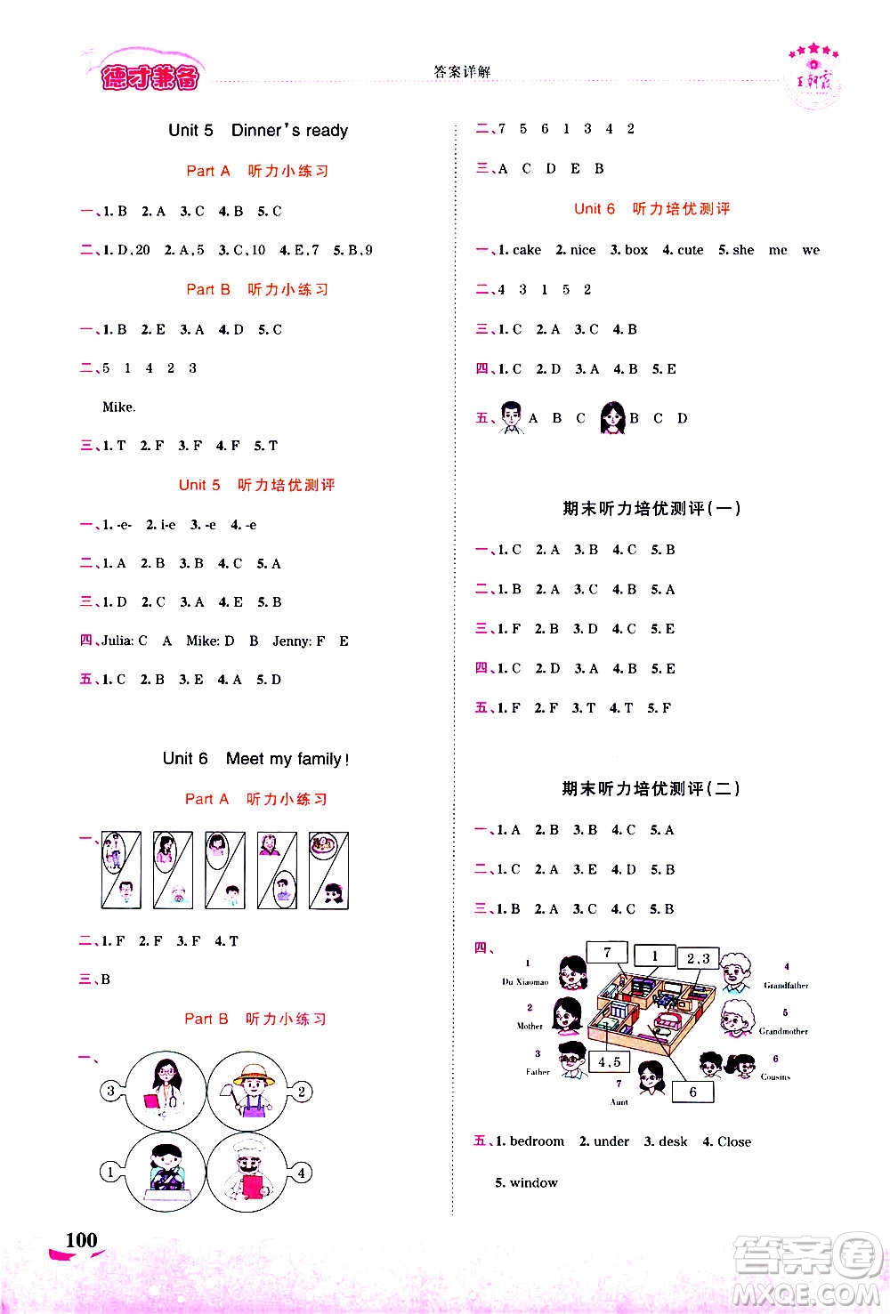 2020秋王朝霞德才兼?zhèn)渥鳂I(yè)創(chuàng)新設(shè)計(jì)英語(yǔ)四年級(jí)上冊(cè)PEP人教版答案