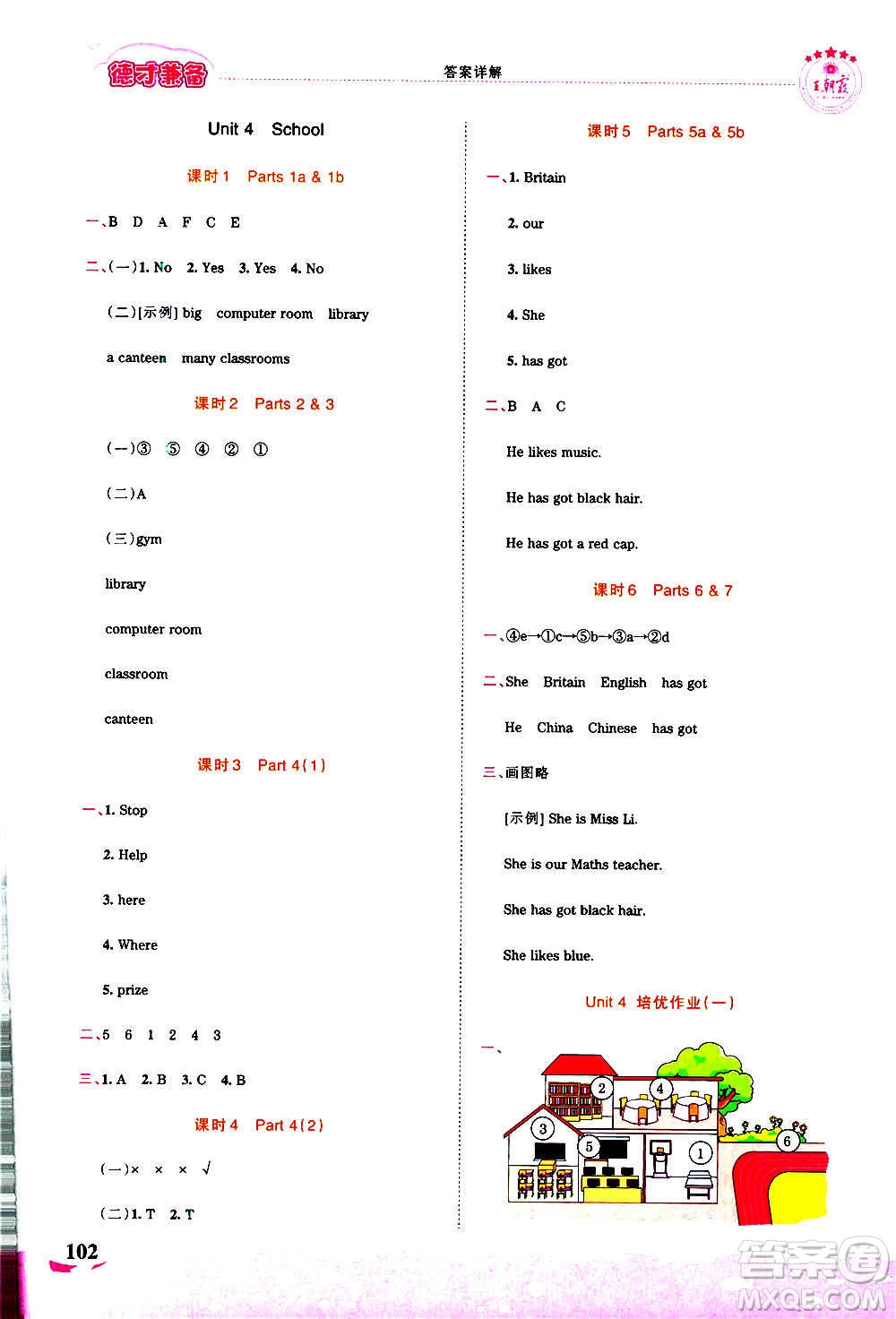 2020秋王朝霞德才兼?zhèn)渥鳂I(yè)創(chuàng)新設(shè)計英語四年級上冊劍橋版答案