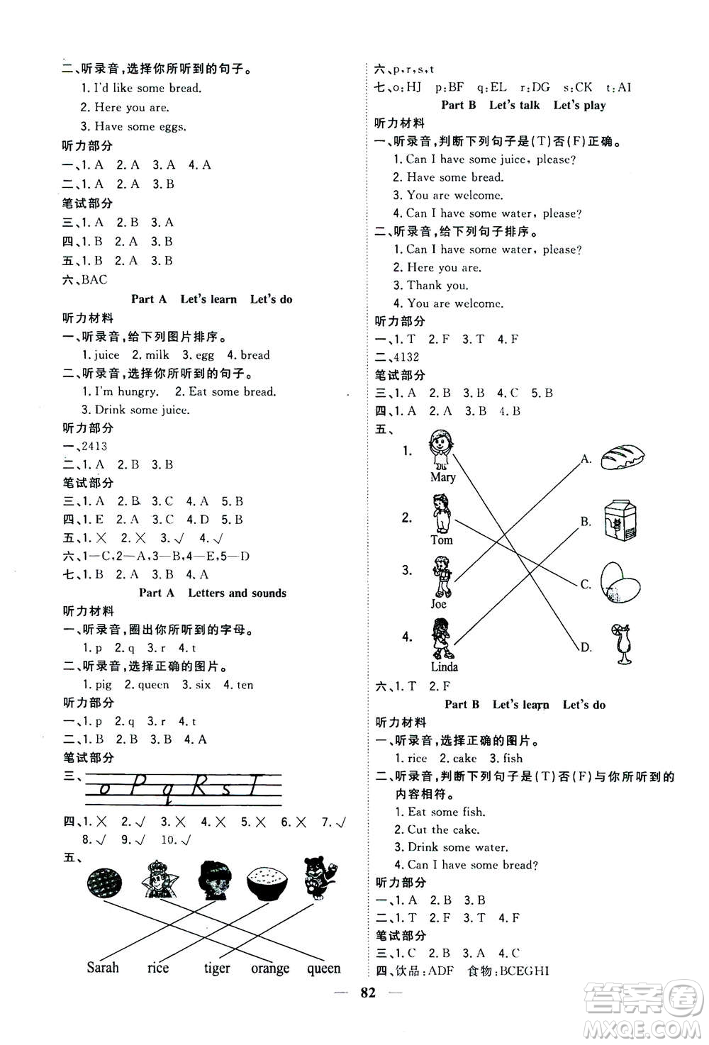 浙江大學(xué)出版社2020年課時(shí)特訓(xùn)優(yōu)化作業(yè)英語三年級(jí)上冊(cè)P人教版答案