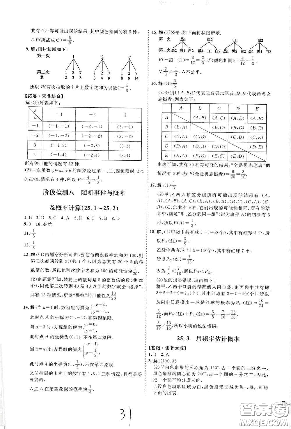 延邊教育出版社2020優(yōu)學(xué)案課時(shí)通九年級(jí)數(shù)學(xué)全一冊(cè)人教版云南專(zhuān)用答案
