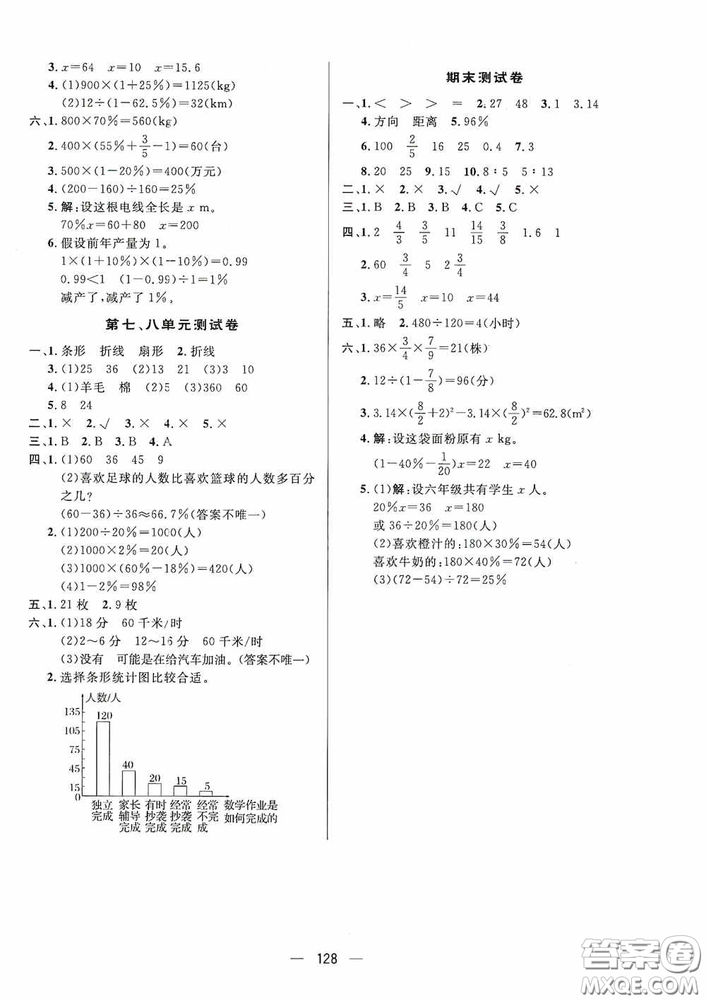陜西人民出版社2020實(shí)驗(yàn)教材新學(xué)案六年級數(shù)學(xué)上冊人教版答案