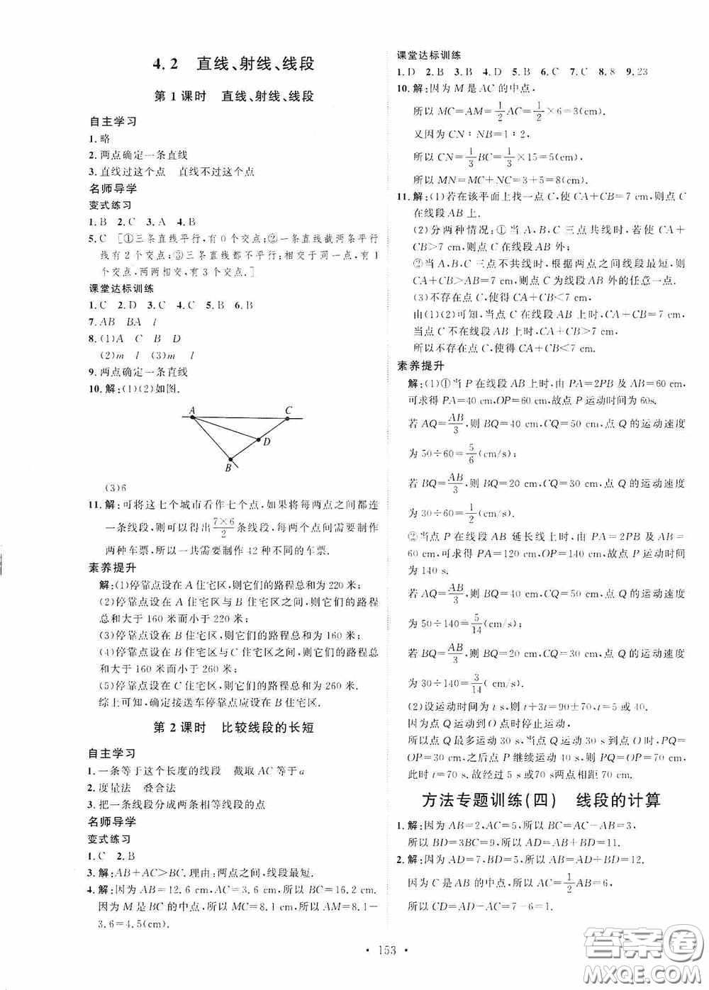 陜西人民出版社2020實驗教材新學(xué)案七年級數(shù)學(xué)上冊人教版答案