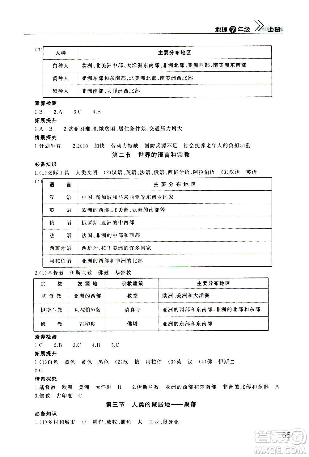 2020秋智慧學(xué)習(xí)天天向上課堂作業(yè)七年級(jí)上冊(cè)地理人教版答案