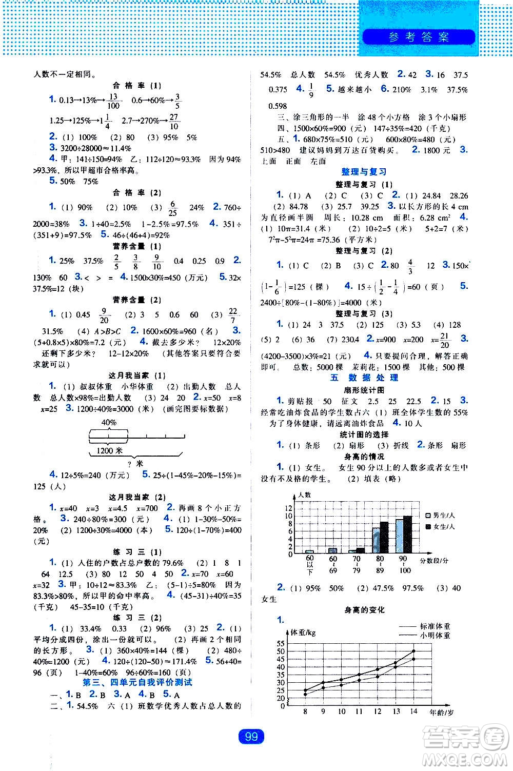 2020年新編新課程能力培養(yǎng)數(shù)學(xué)六年級上冊北師大版答案