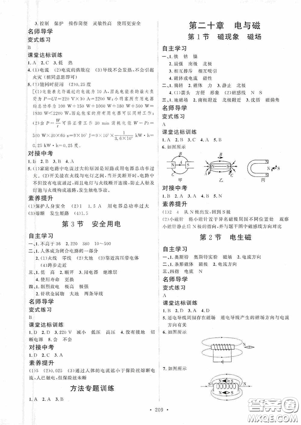陜西人民出版社2020實驗教材新學(xué)案九年級物理全一冊人教版答案