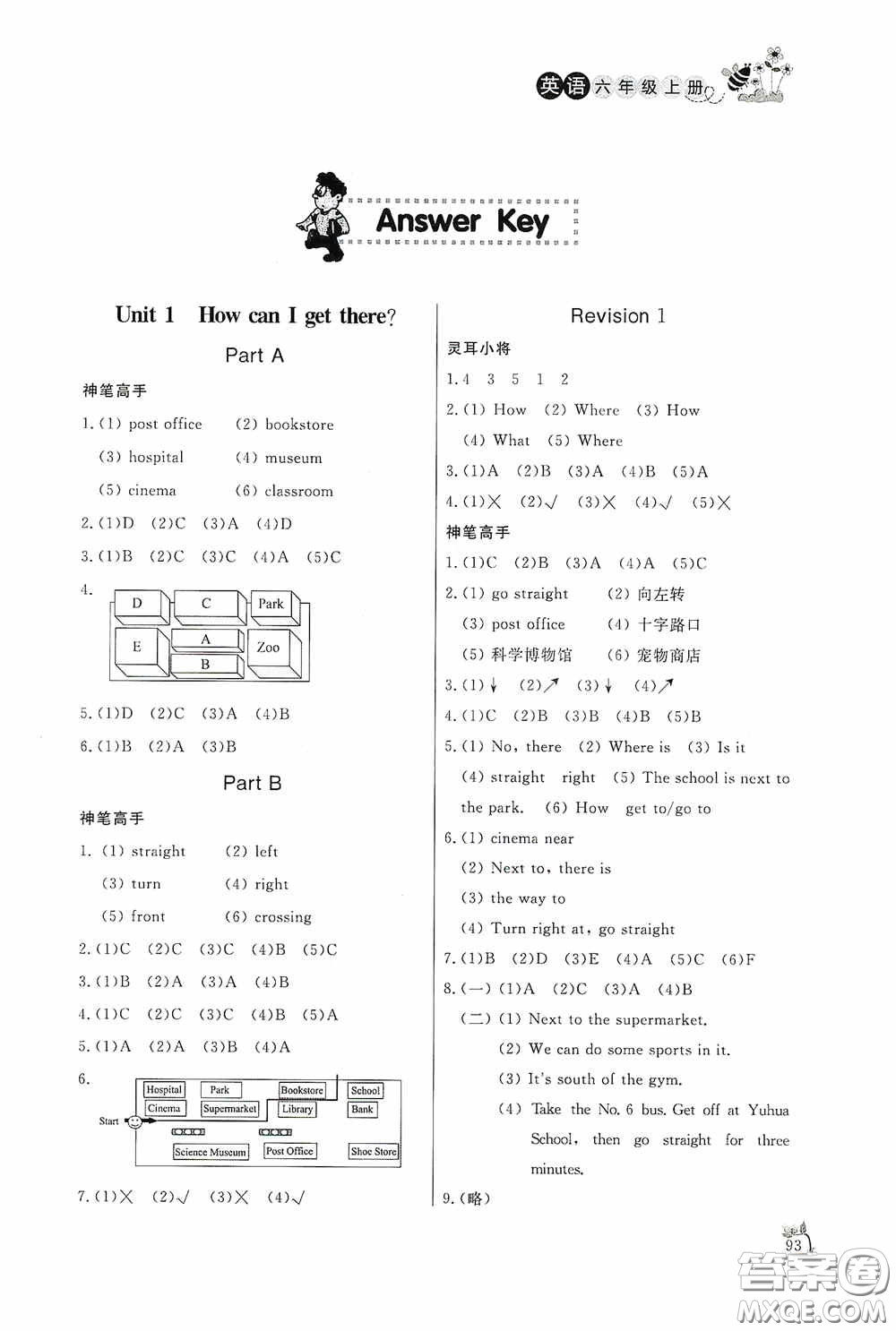 濟(jì)南出版社2020小學(xué)課外作業(yè)六年級英語上冊答案