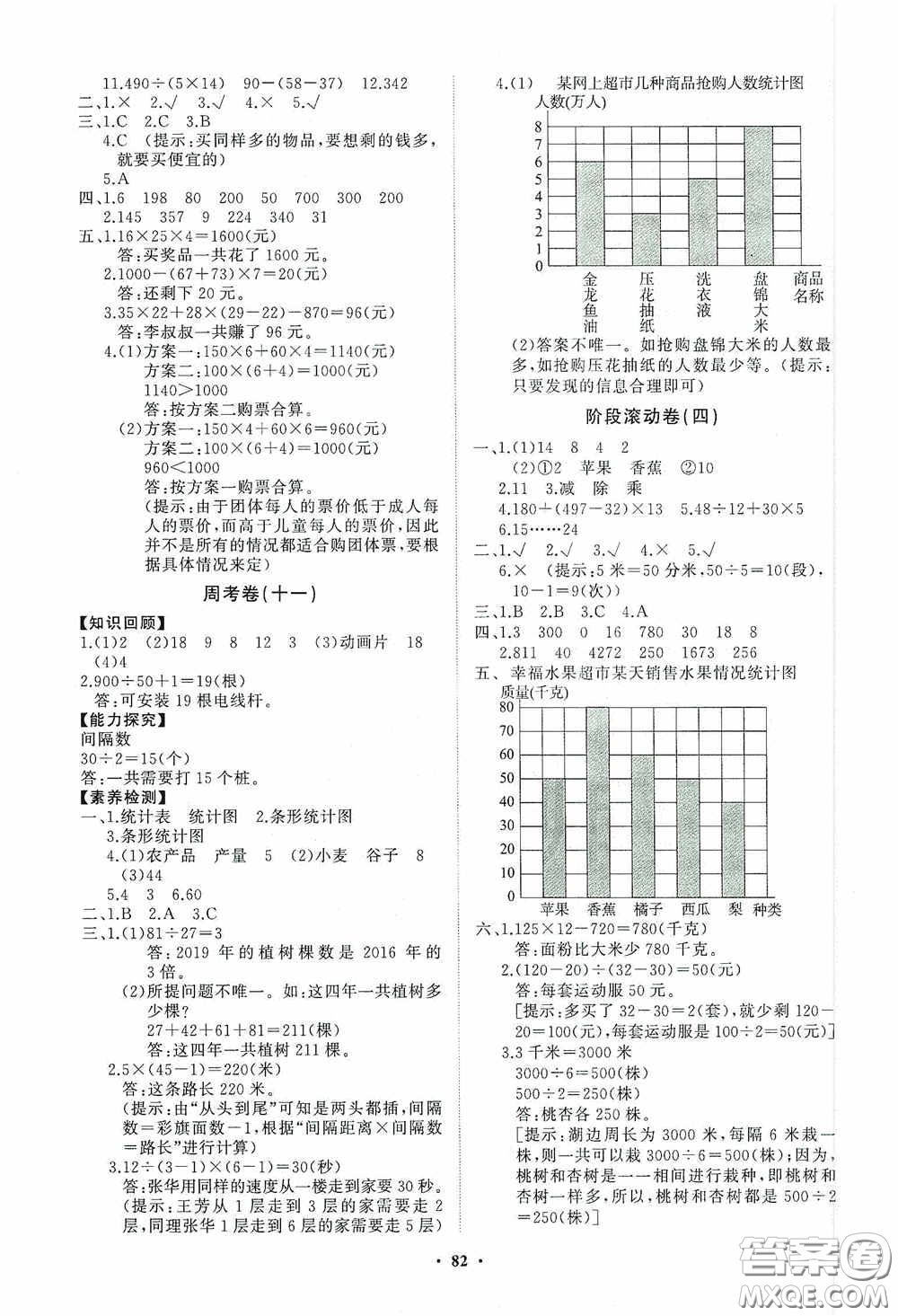 山東教育出版社2020小學同步練習冊分層卷四年級數(shù)學上冊答案