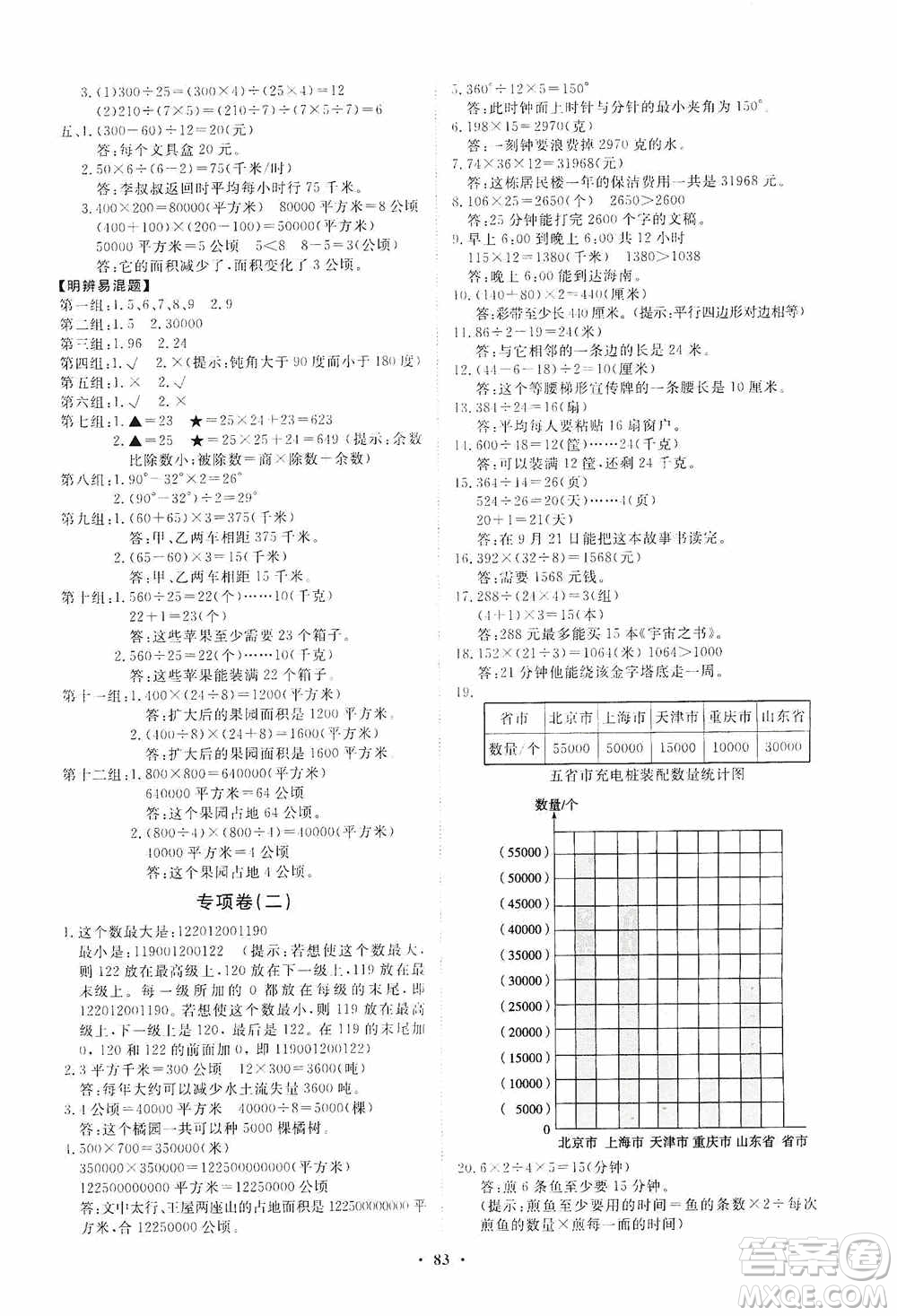 山東教育出版社2020小學同步練習冊分層卷四年級數(shù)學上冊人教版答案