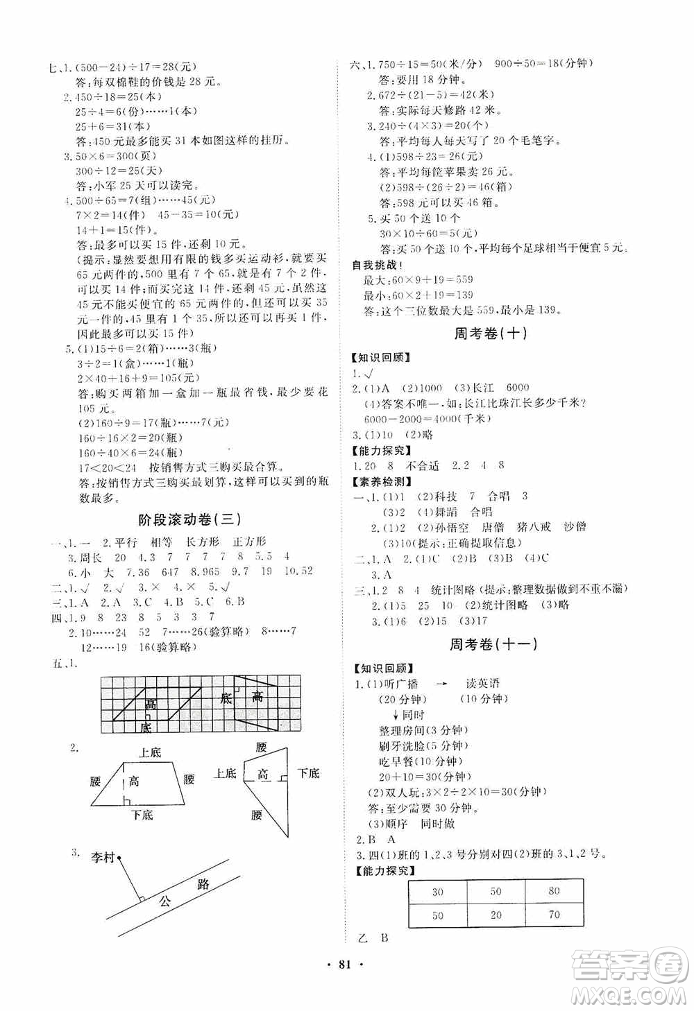 山東教育出版社2020小學同步練習冊分層卷四年級數(shù)學上冊人教版答案