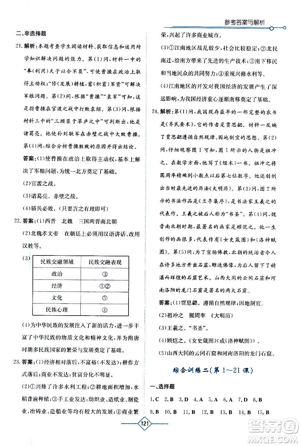 湖南教育出版社2020年學(xué)法大視野歷史七年級(jí)上冊(cè)人教版答案