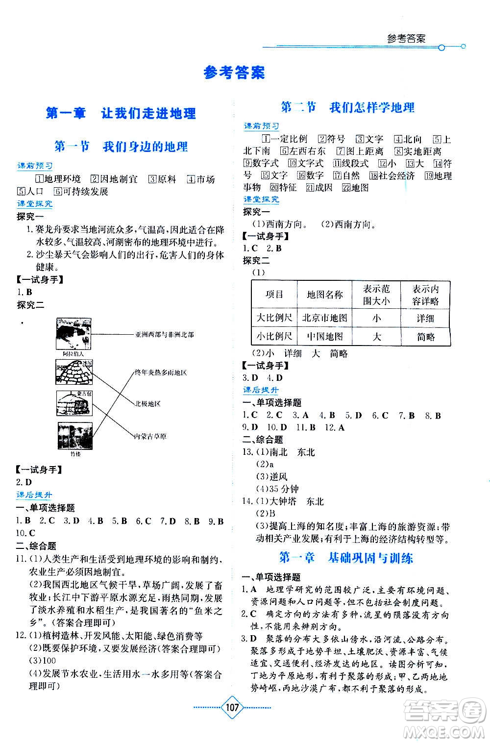 湖南教育出版社2020年學(xué)法大視野地理七年級上冊湘教版答案
