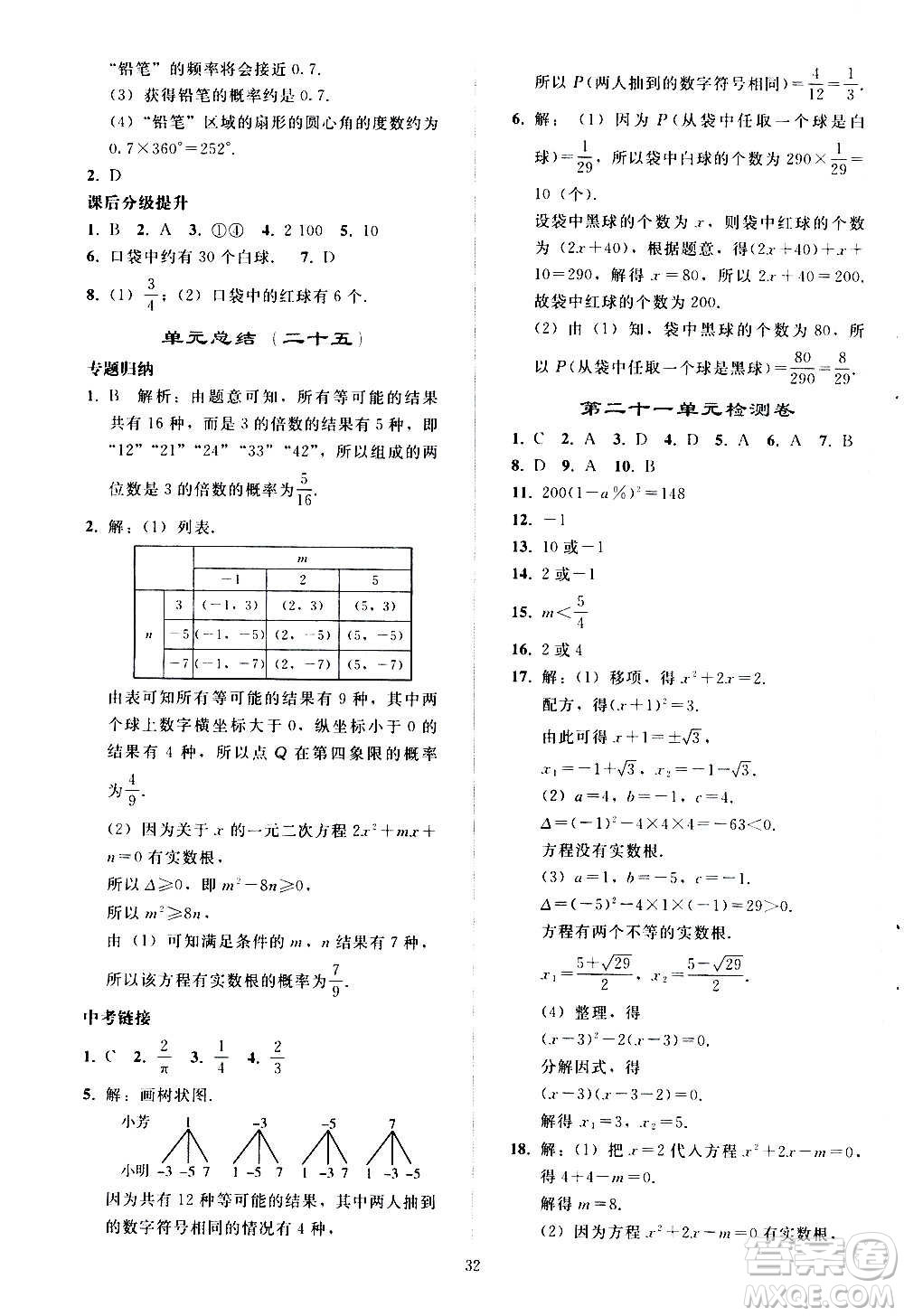 人民教育出版社2020秋同步輕松練習(xí)數(shù)學(xué)九年級(jí)上冊(cè)人教版答案