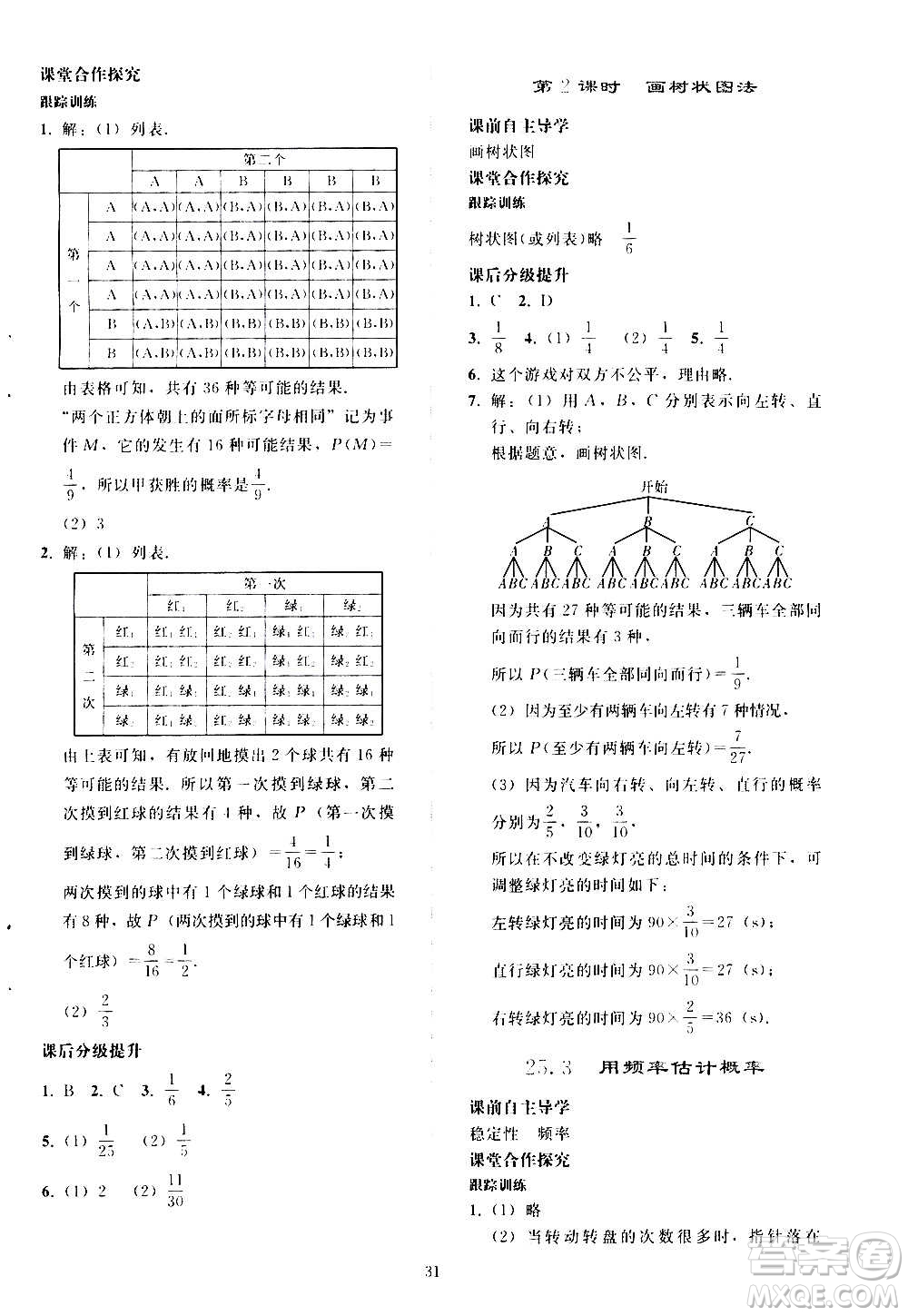 人民教育出版社2020秋同步輕松練習(xí)數(shù)學(xué)九年級(jí)上冊(cè)人教版答案