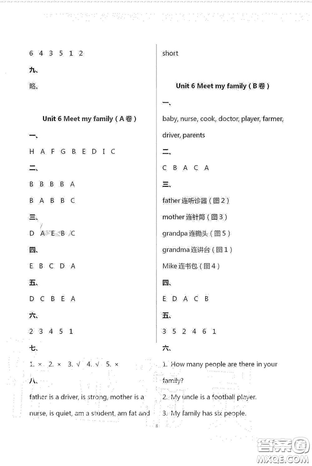 青島出版社2020單元自測(cè)試卷四年級(jí)英語(yǔ)上冊(cè)人教版答案