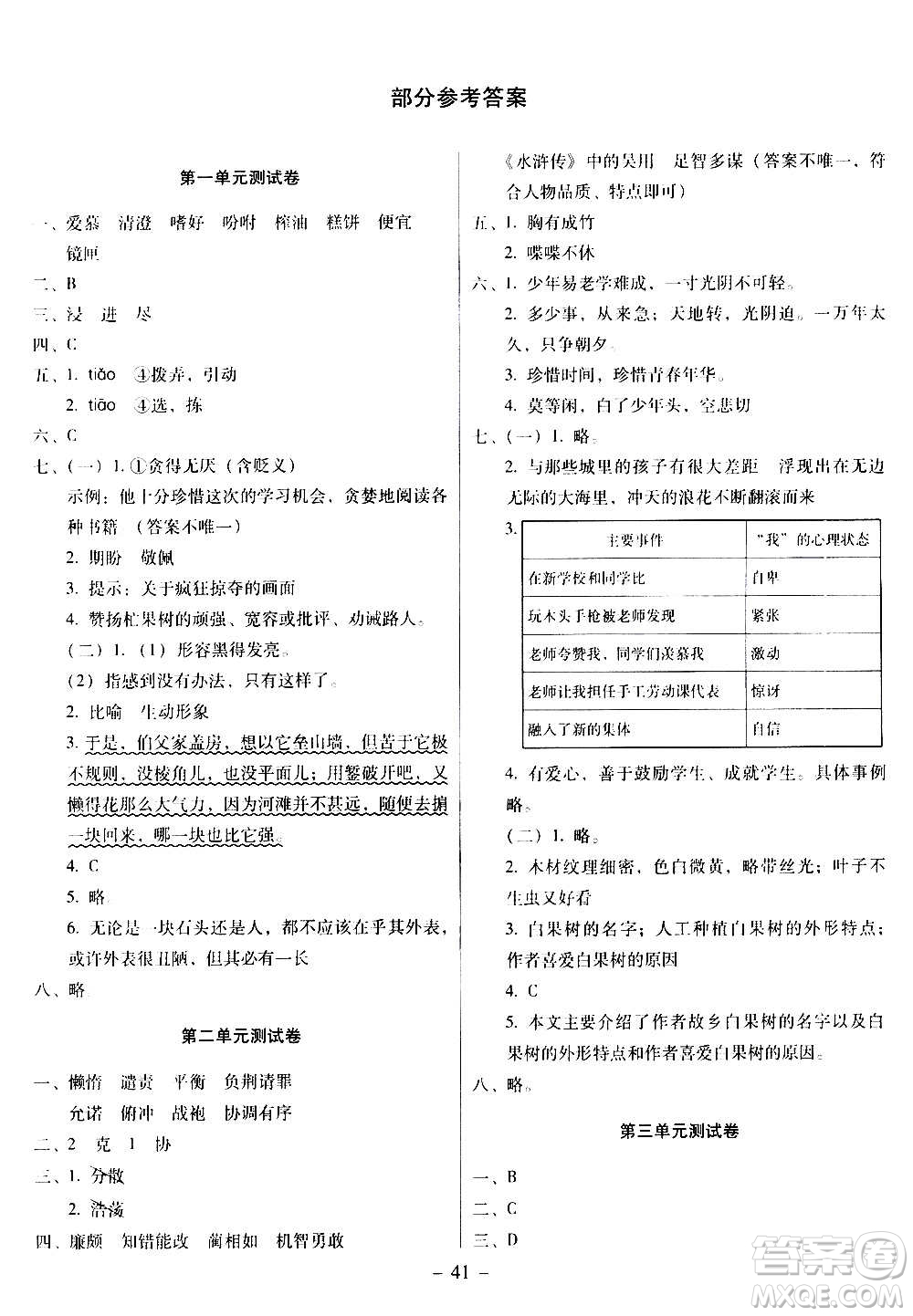 語文出版社2020年語文同步學(xué)與練五年級(jí)上冊人教版答案