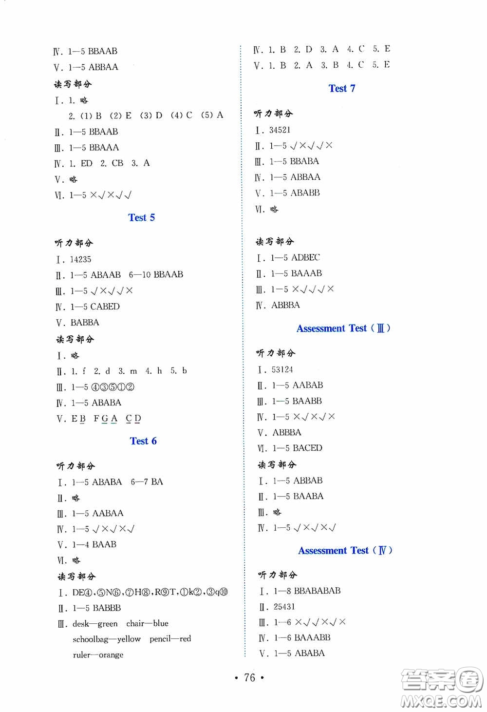 山東教育出版社2020小學(xué)英語(yǔ)試卷金鑰匙三年級(jí)上冊(cè)魯科版三年級(jí)起點(diǎn)答案