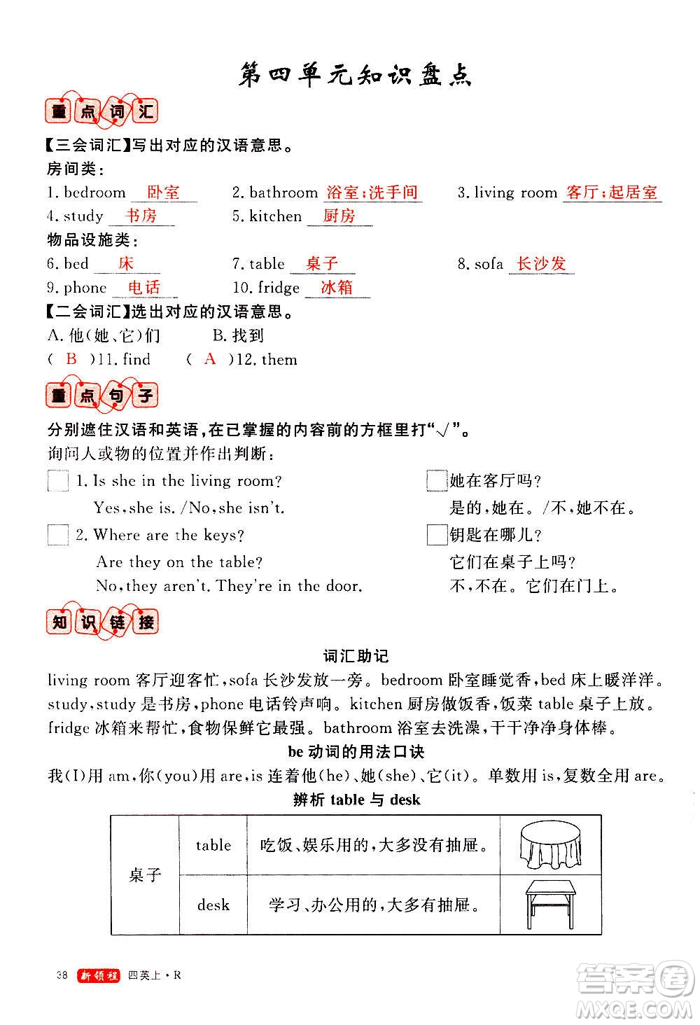 2020年新領(lǐng)程優(yōu)異真卷匯編英語四年級上冊R人教版答案