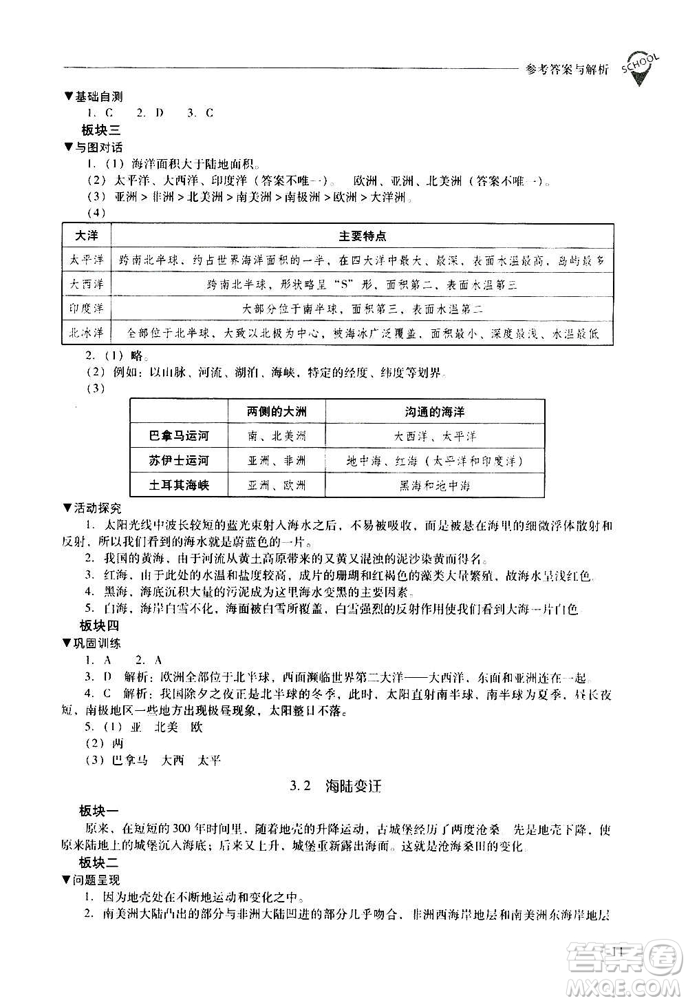 2020秋新課程問題解決導學方案七年級地理上冊晉教版參考答案