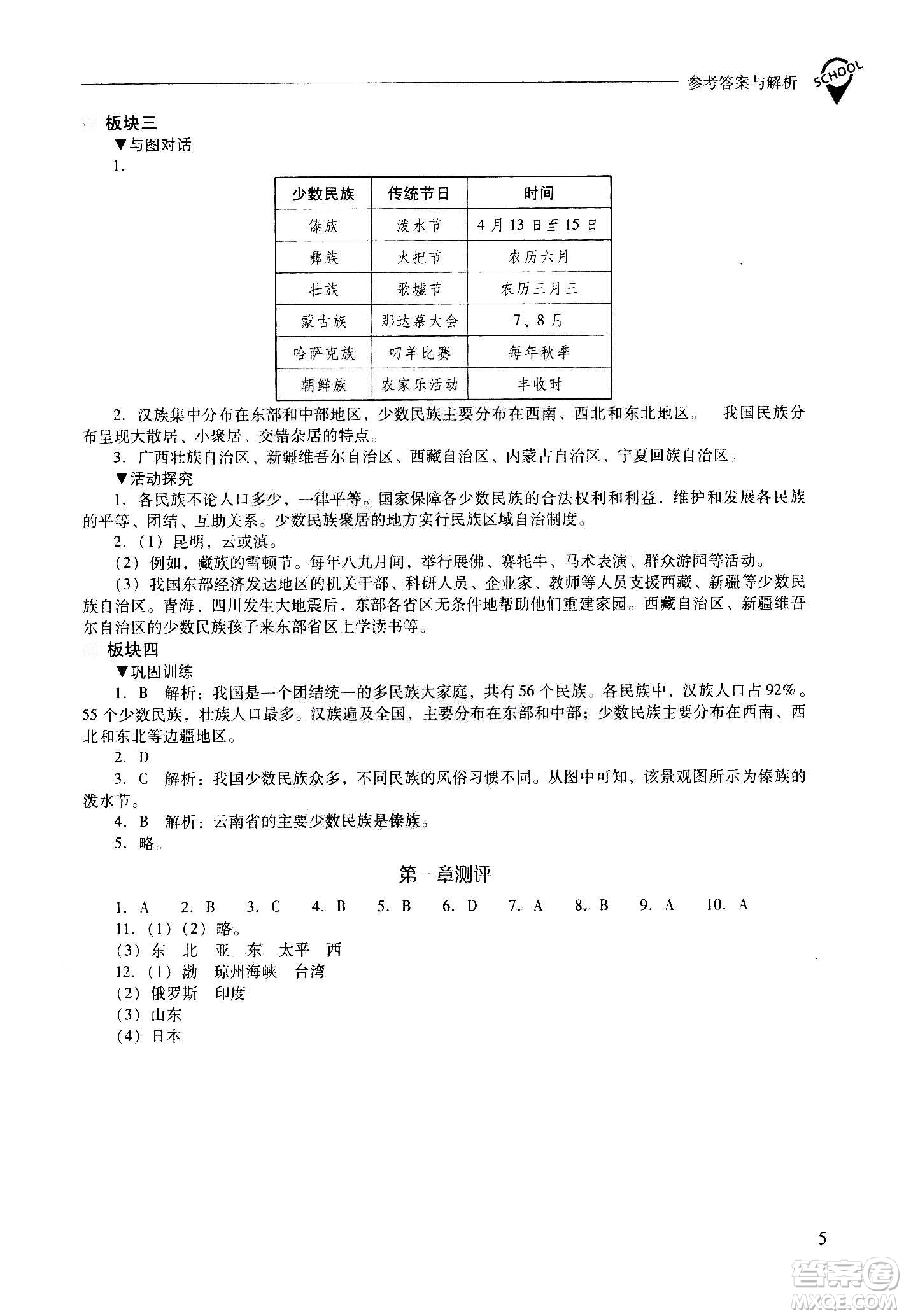 2020秋新課程問(wèn)題解決導(dǎo)學(xué)方案八年級(jí)地理上冊(cè)晉教版參考答案