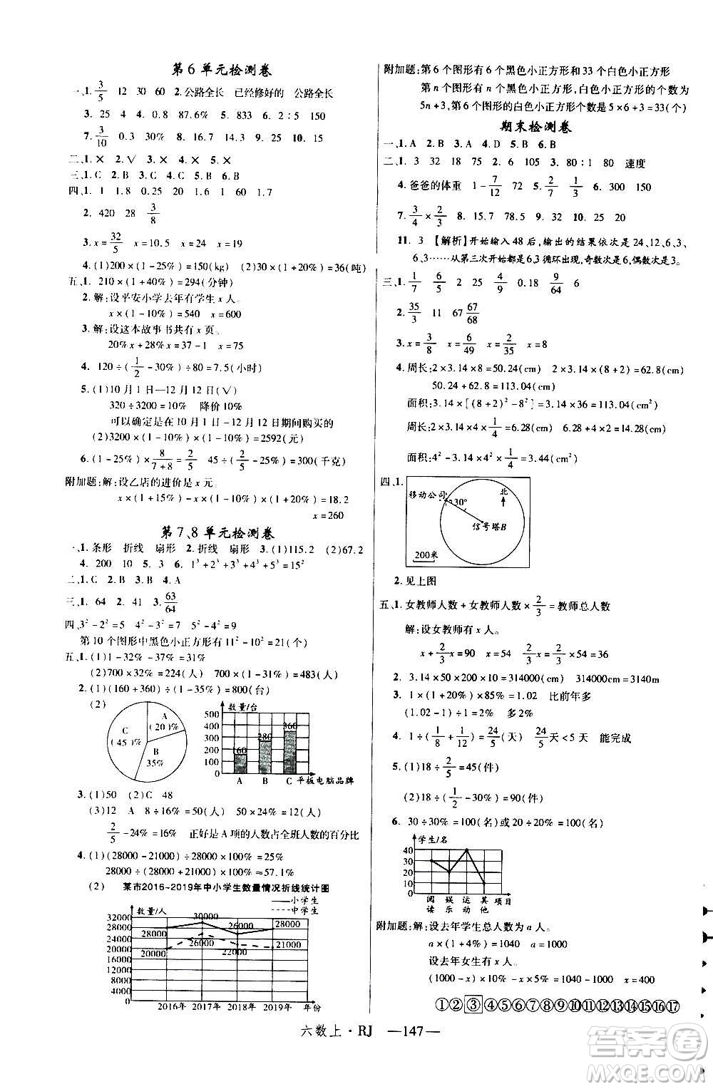 2020年新領(lǐng)程目標導(dǎo)學型高效課堂數(shù)學六年級上冊RJ人教版答案