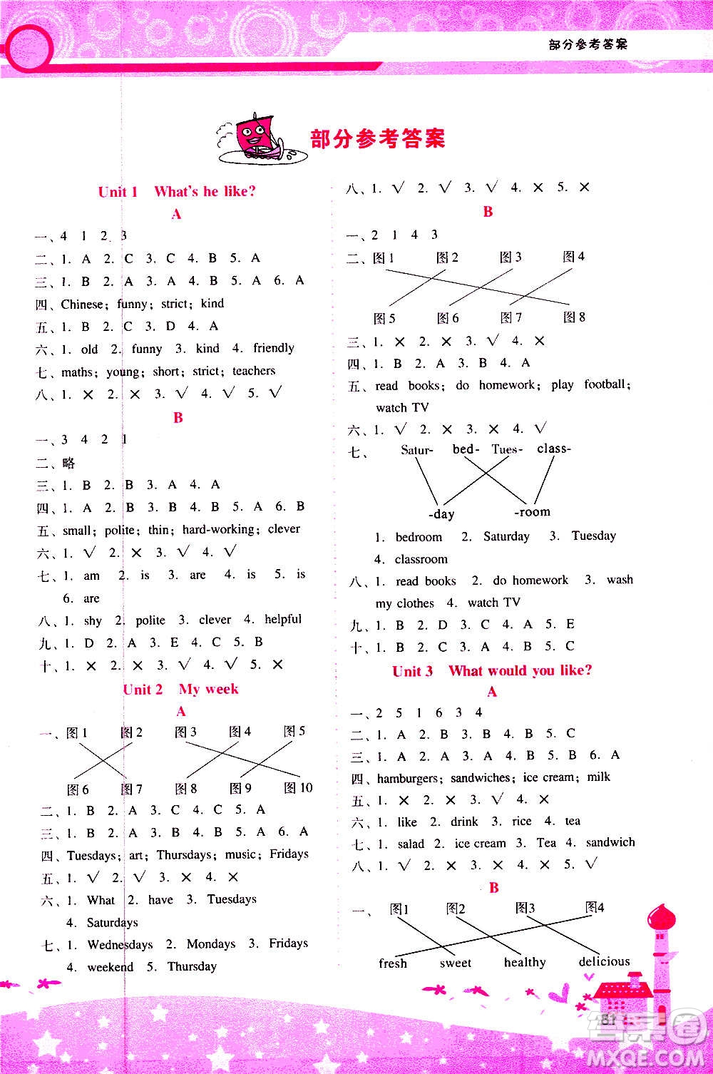 2020年新課程學(xué)習(xí)輔導(dǎo)英語五年級上冊PEP人教版參考答案