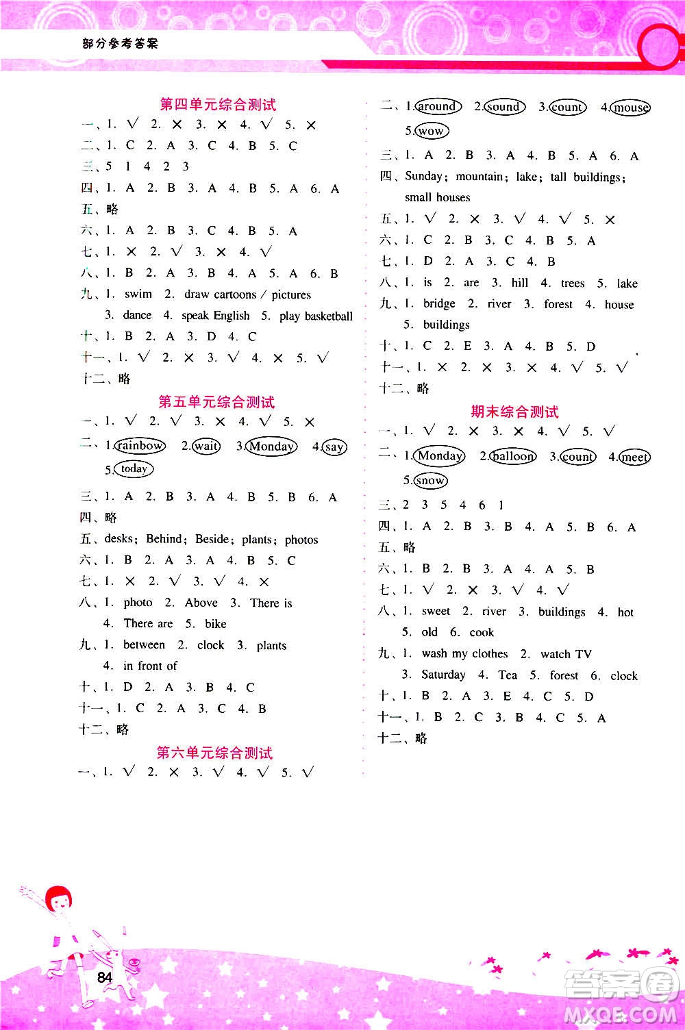 2020年新課程學(xué)習(xí)輔導(dǎo)英語五年級上冊PEP人教版參考答案