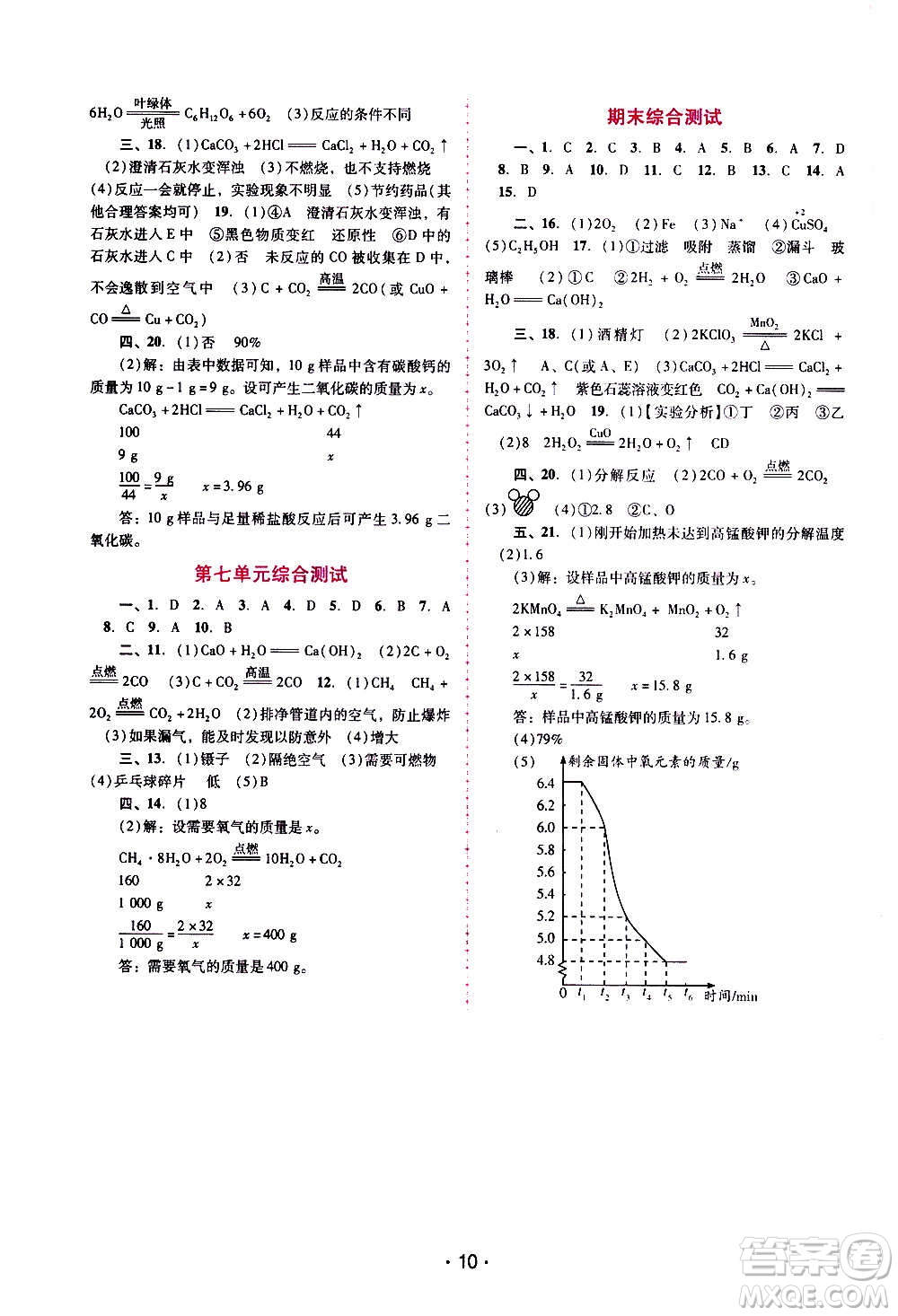 廣西師范大學(xué)出版社2020年新課程學(xué)習(xí)輔導(dǎo)化學(xué)九年級(jí)上冊(cè)人教版答案