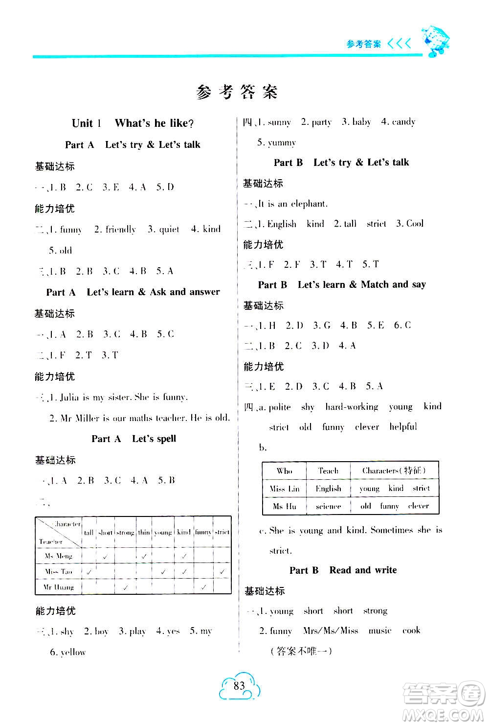 二十一世紀(jì)出版社2020年新課程新練習(xí)英語五年級(jí)上冊(cè)PEP人教版A版答案