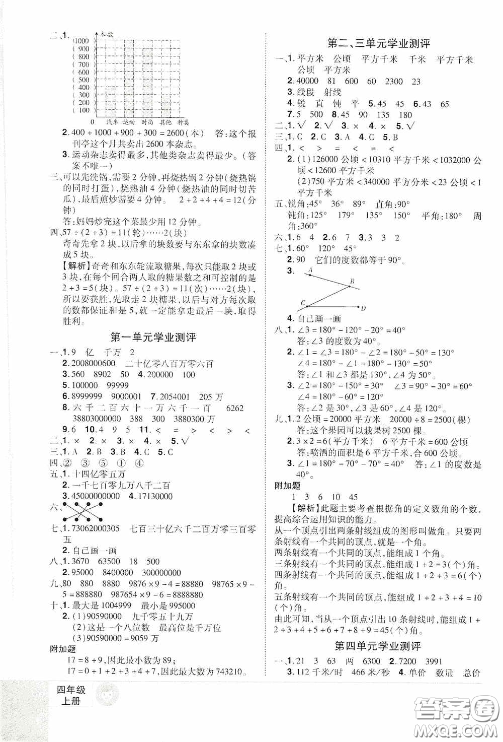 江西美術(shù)出版社2020學(xué)海樂園四年級數(shù)學(xué)上冊人教版答案