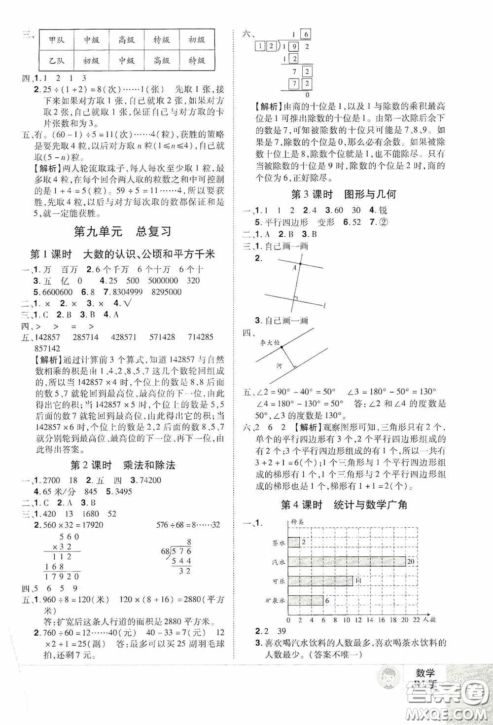 江西美術(shù)出版社2020學(xué)海樂園四年級數(shù)學(xué)上冊人教版答案