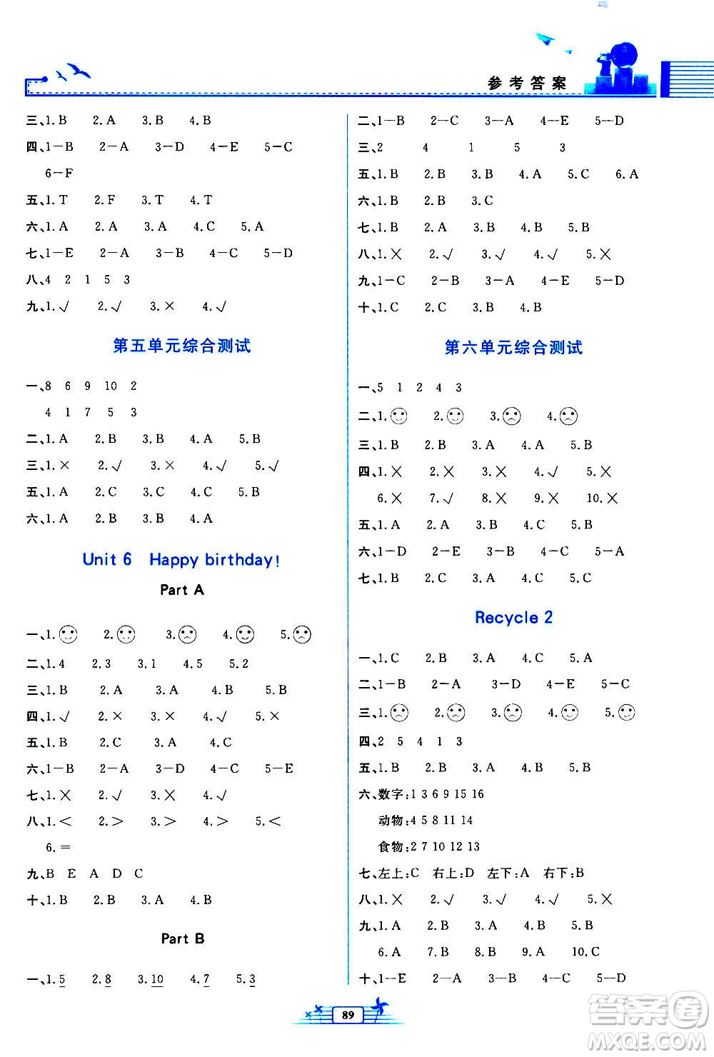 人民教育出版社2020年陽(yáng)光課堂金牌練習(xí)冊(cè)英語(yǔ)三年級(jí)上冊(cè)人教版答案