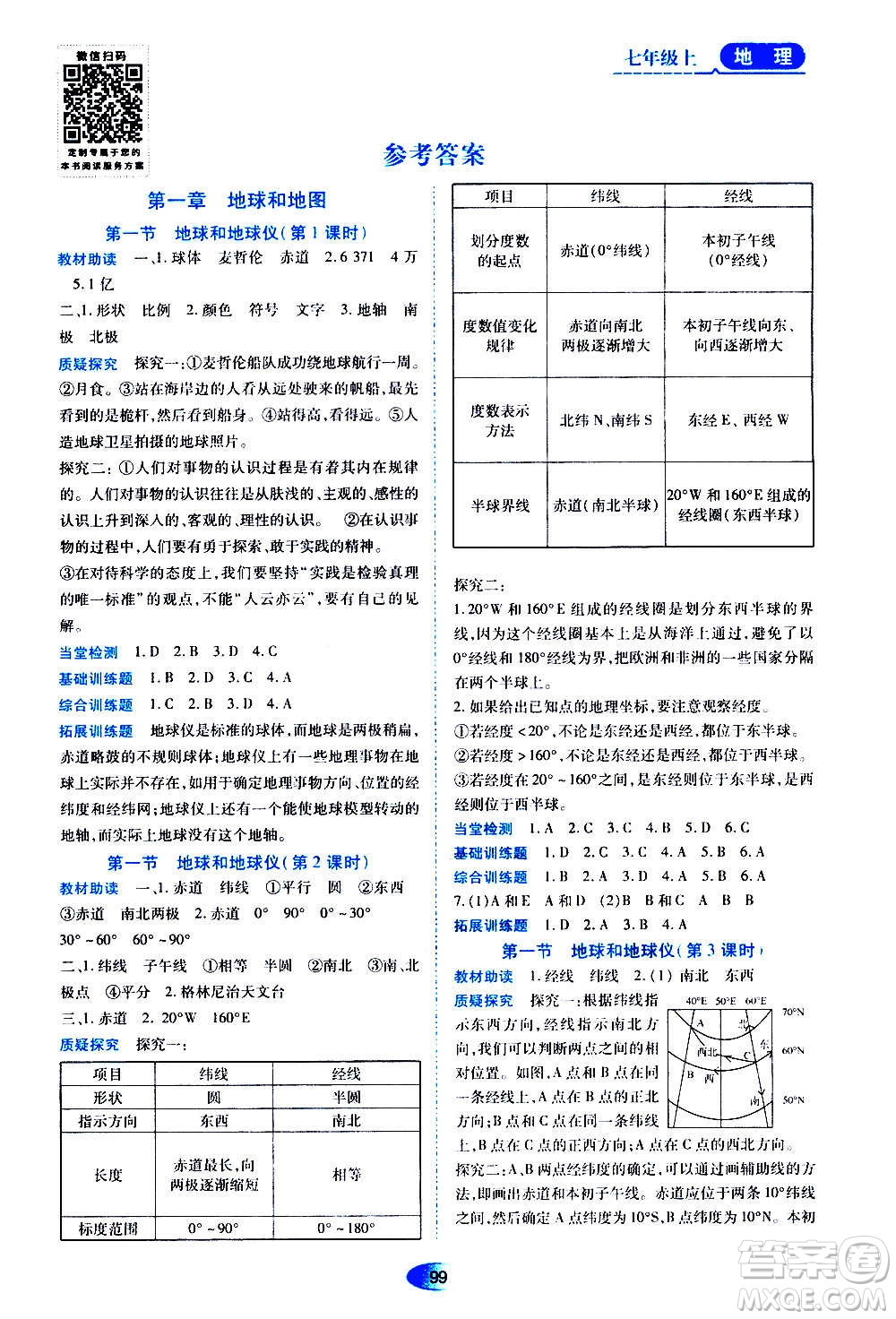 黑龍江教育出版社2020年資源與評價(jià)地理七年級上冊人教版參考答案
