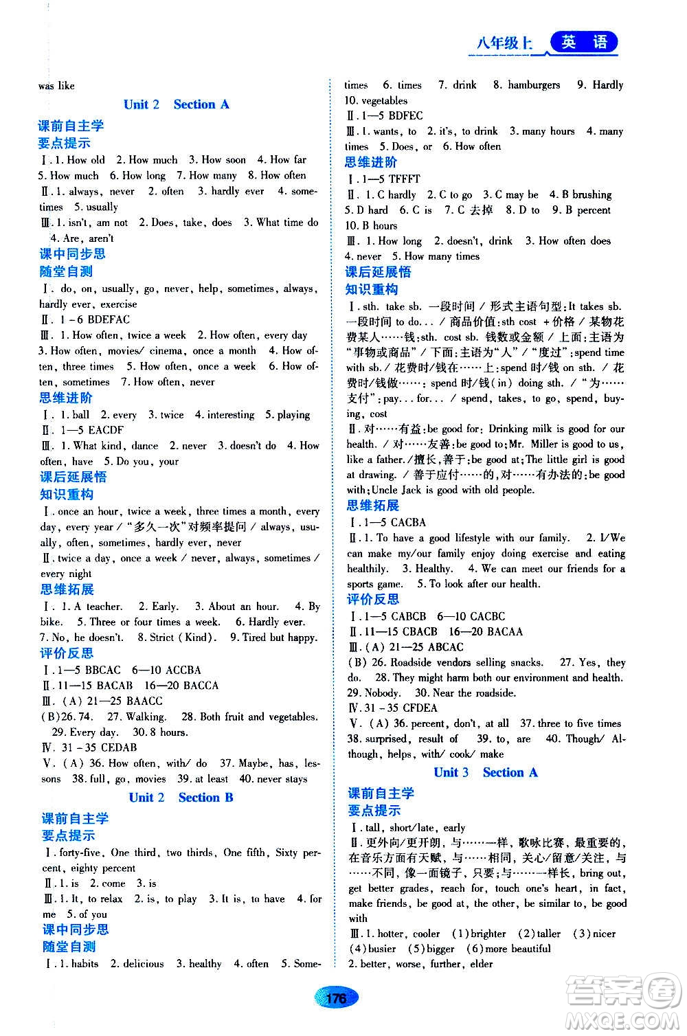 黑龍江教育出版社2020年資源與評(píng)價(jià)英語(yǔ)八年級(jí)上冊(cè)人教版參考答案
