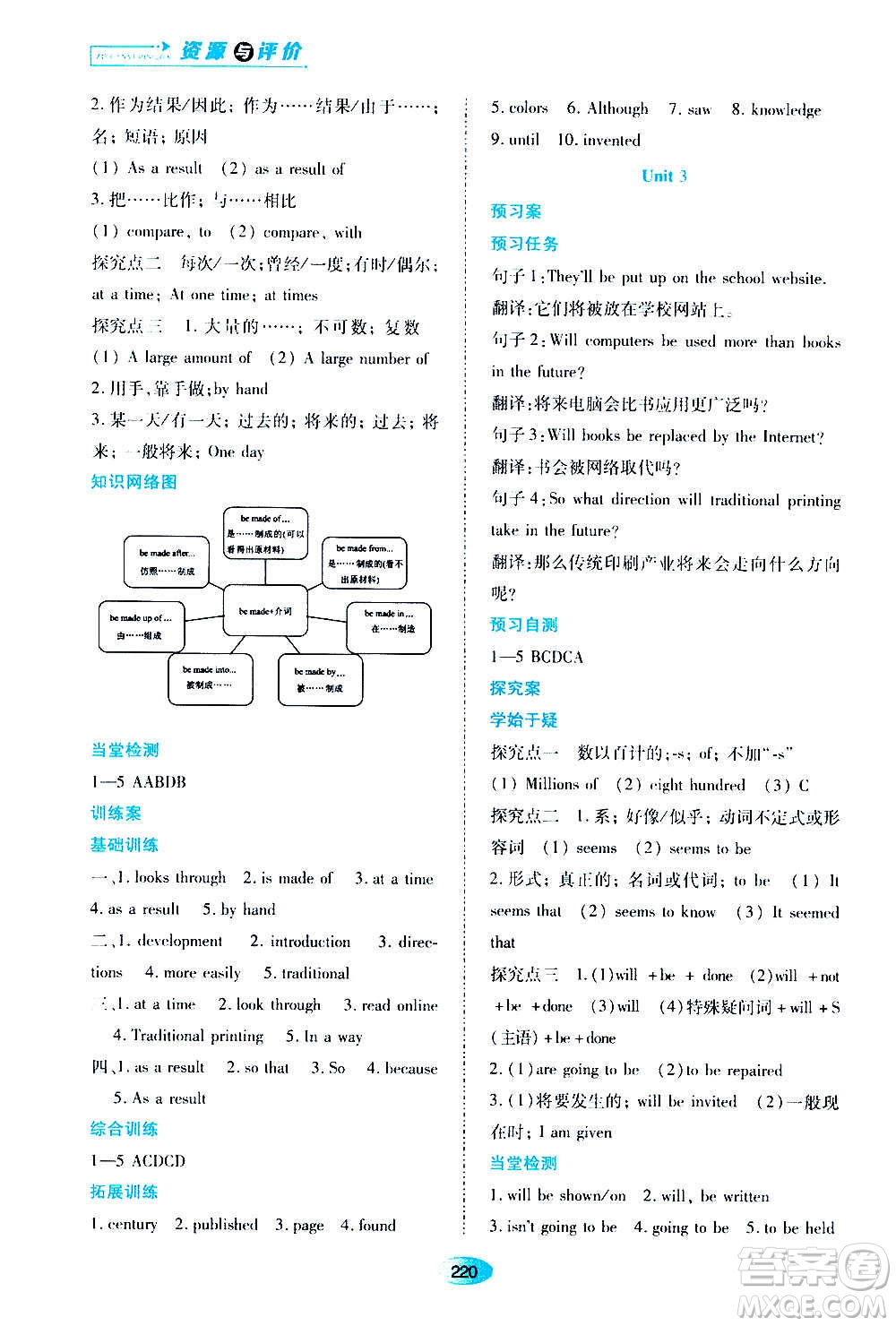 黑龍江教育出版社2020年資源與評價(jià)英語九年級(jí)上冊外研版參考答案
