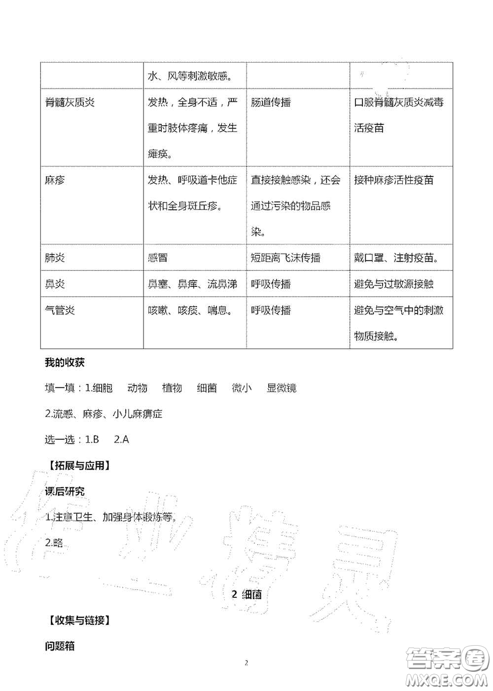 山東美術(shù)出版社2020秋新課堂同步體驗與探究六年級科學(xué)上學(xué)期人教版答案