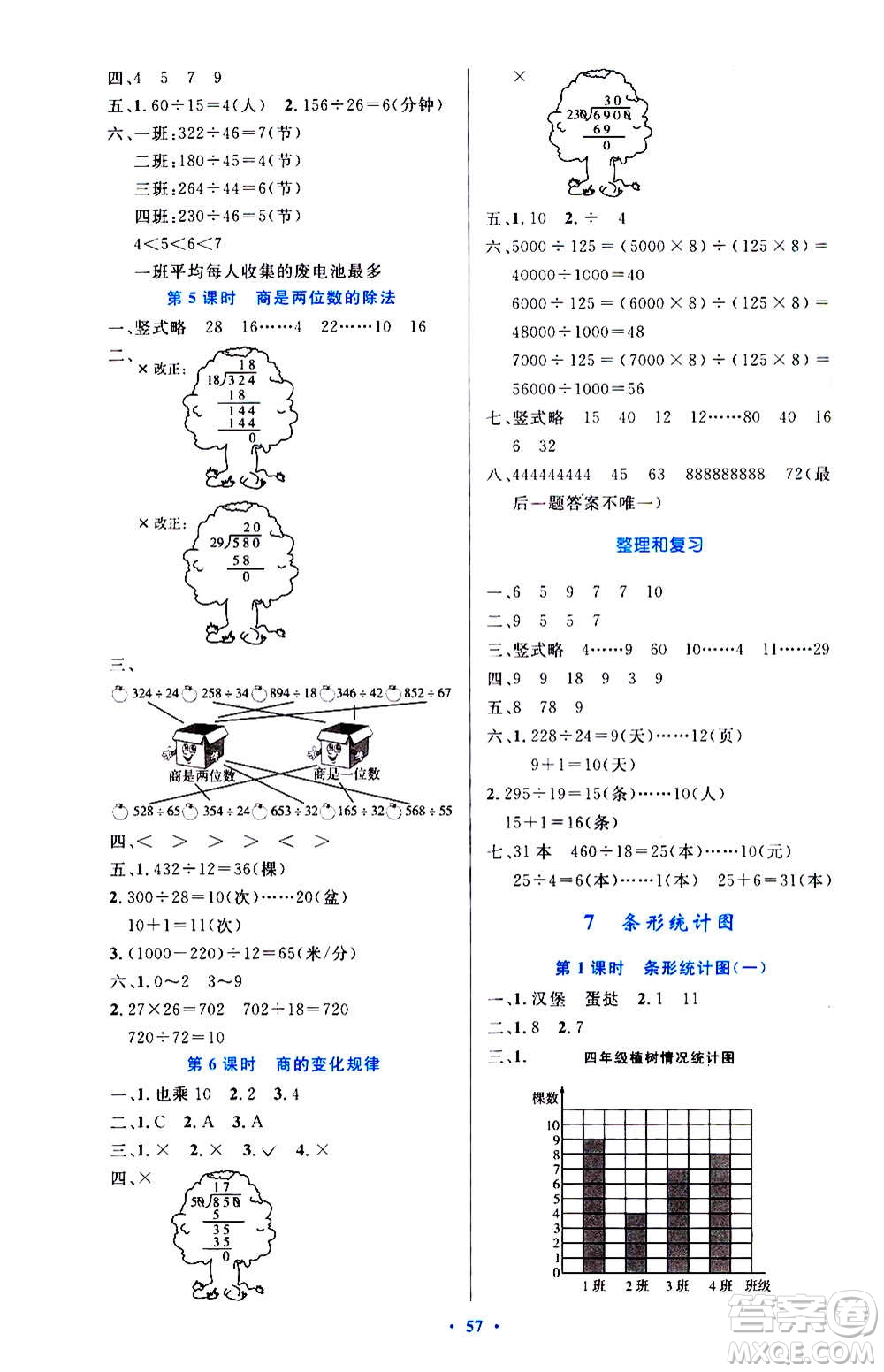 人民教育出版社2020小學(xué)同步測控優(yōu)化設(shè)計(jì)數(shù)學(xué)四年級(jí)上冊增強(qiáng)版答案