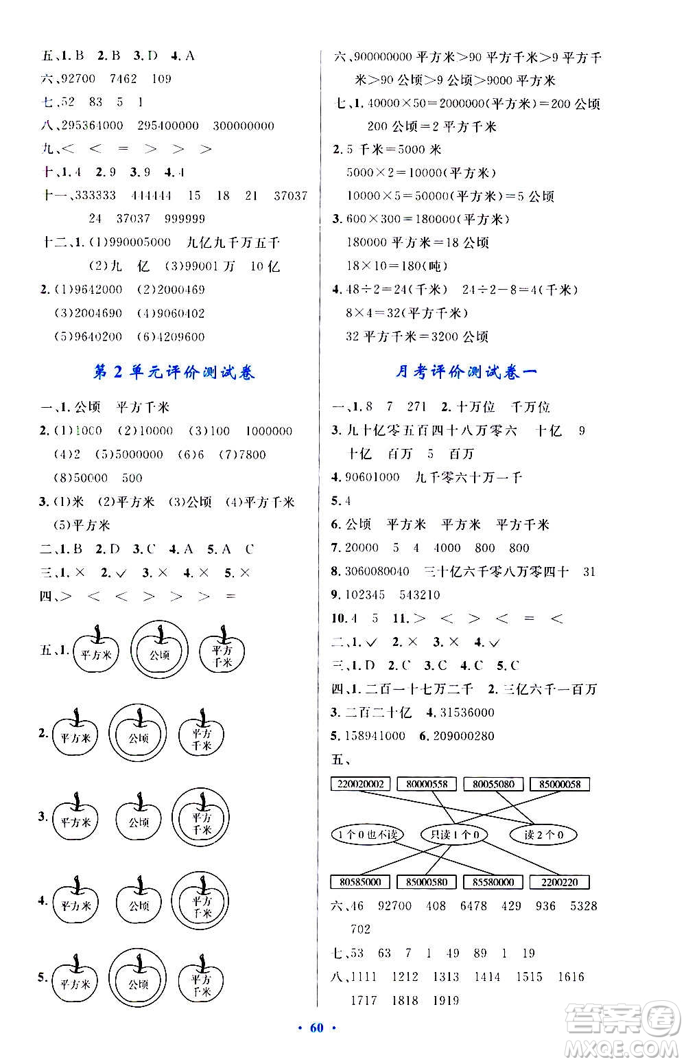 人民教育出版社2020小學(xué)同步測控優(yōu)化設(shè)計(jì)數(shù)學(xué)四年級(jí)上冊增強(qiáng)版答案