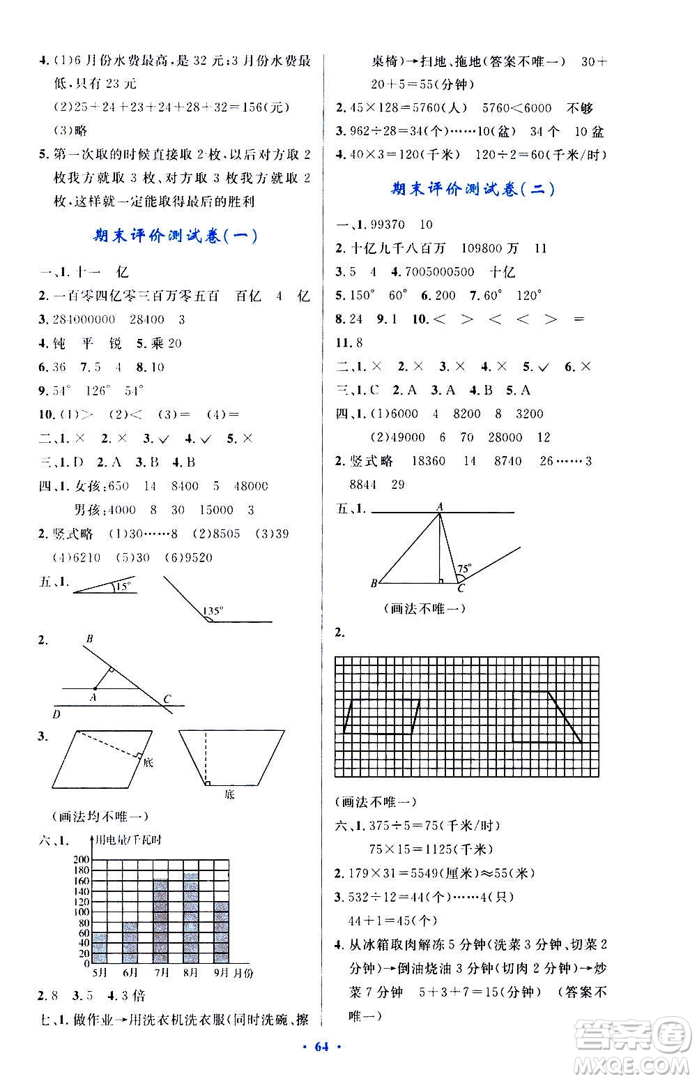 人民教育出版社2020小學(xué)同步測控優(yōu)化設(shè)計(jì)數(shù)學(xué)四年級(jí)上冊增強(qiáng)版答案