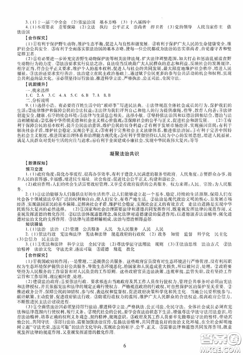 明天出版社2020智慧學(xué)習(xí)九年級道德與法治全一冊人教版答案